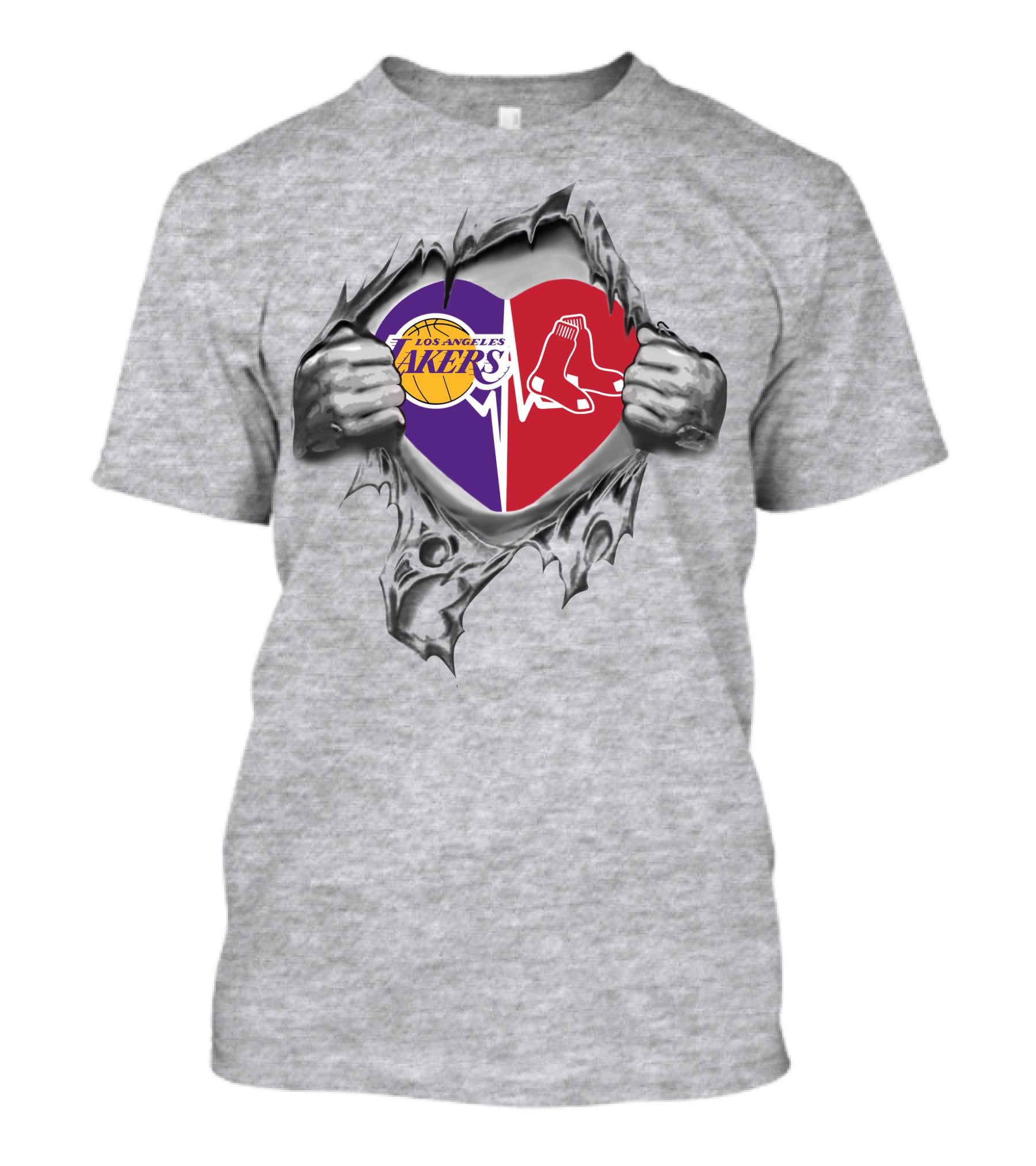 Los Angeles Lakers Boston Red Sox Heartbeat Passion T-Shirt