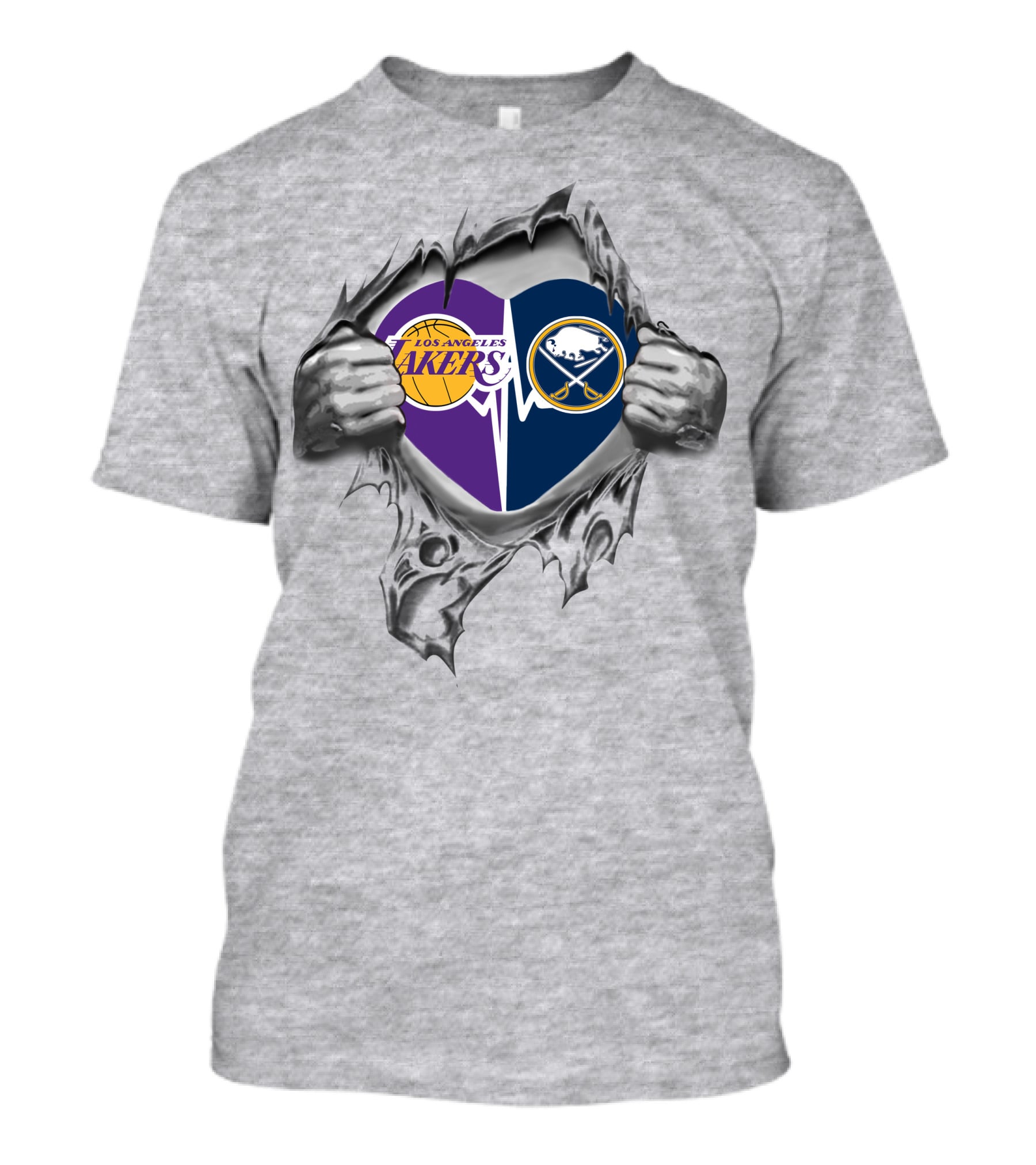 Los Angeles Lakers Buffalo Sabres Heartbeat Fusion T-Shirt