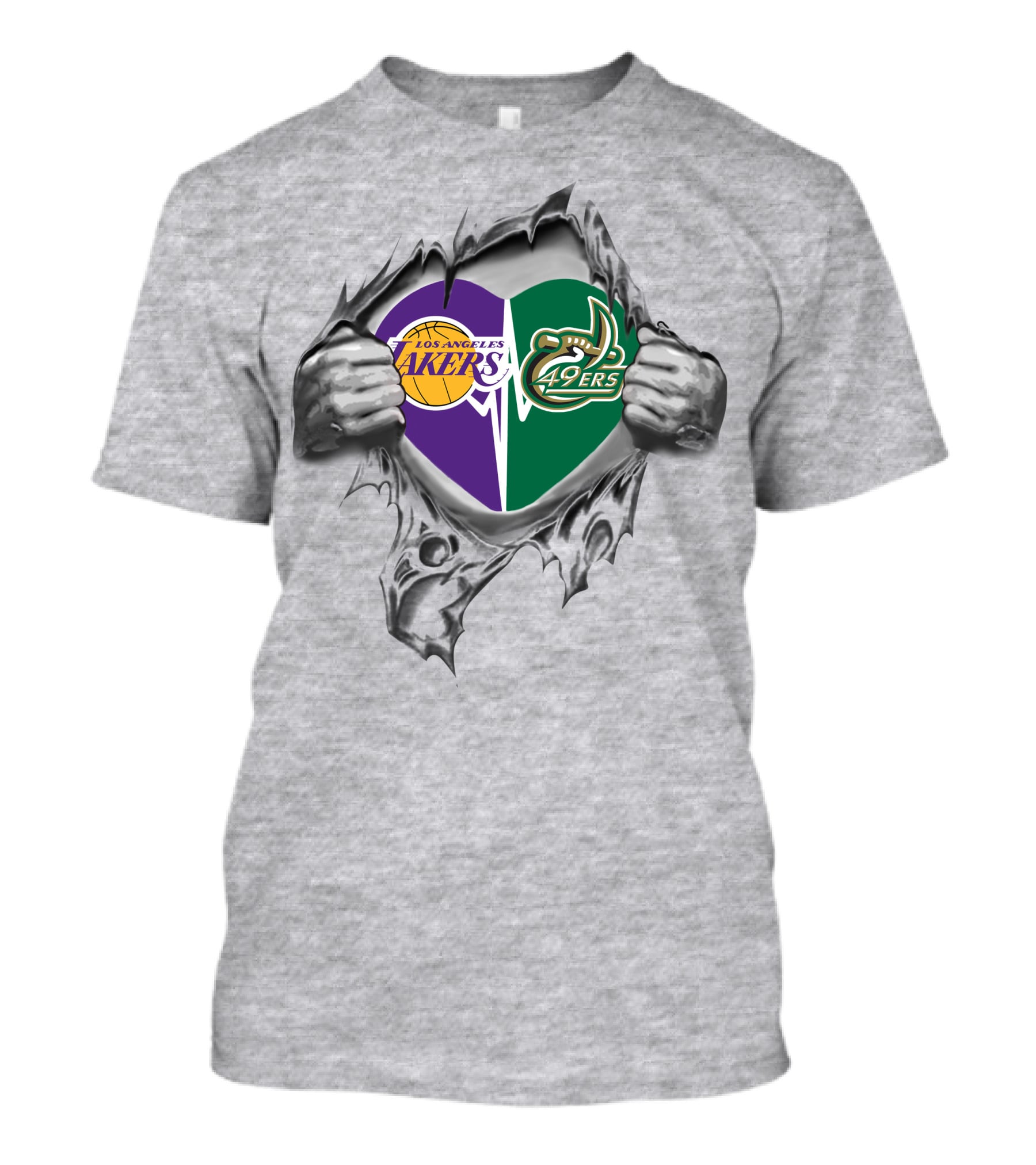 Los Angeles Lakers Charlotte 49ers Heart Inside T-Shirt