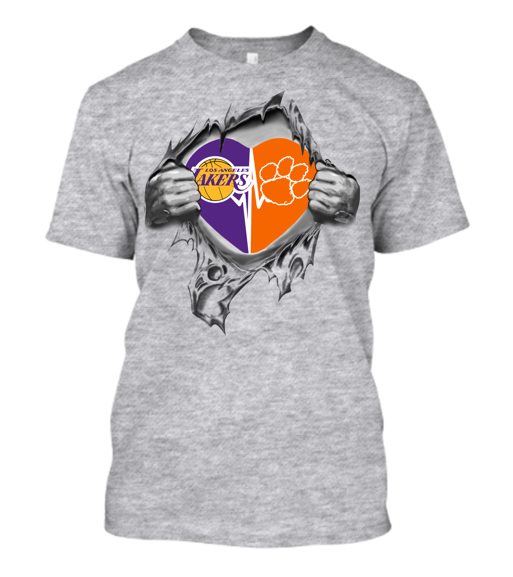 Los Angeles Lakers Clemson Tigers Heart T-Shirt