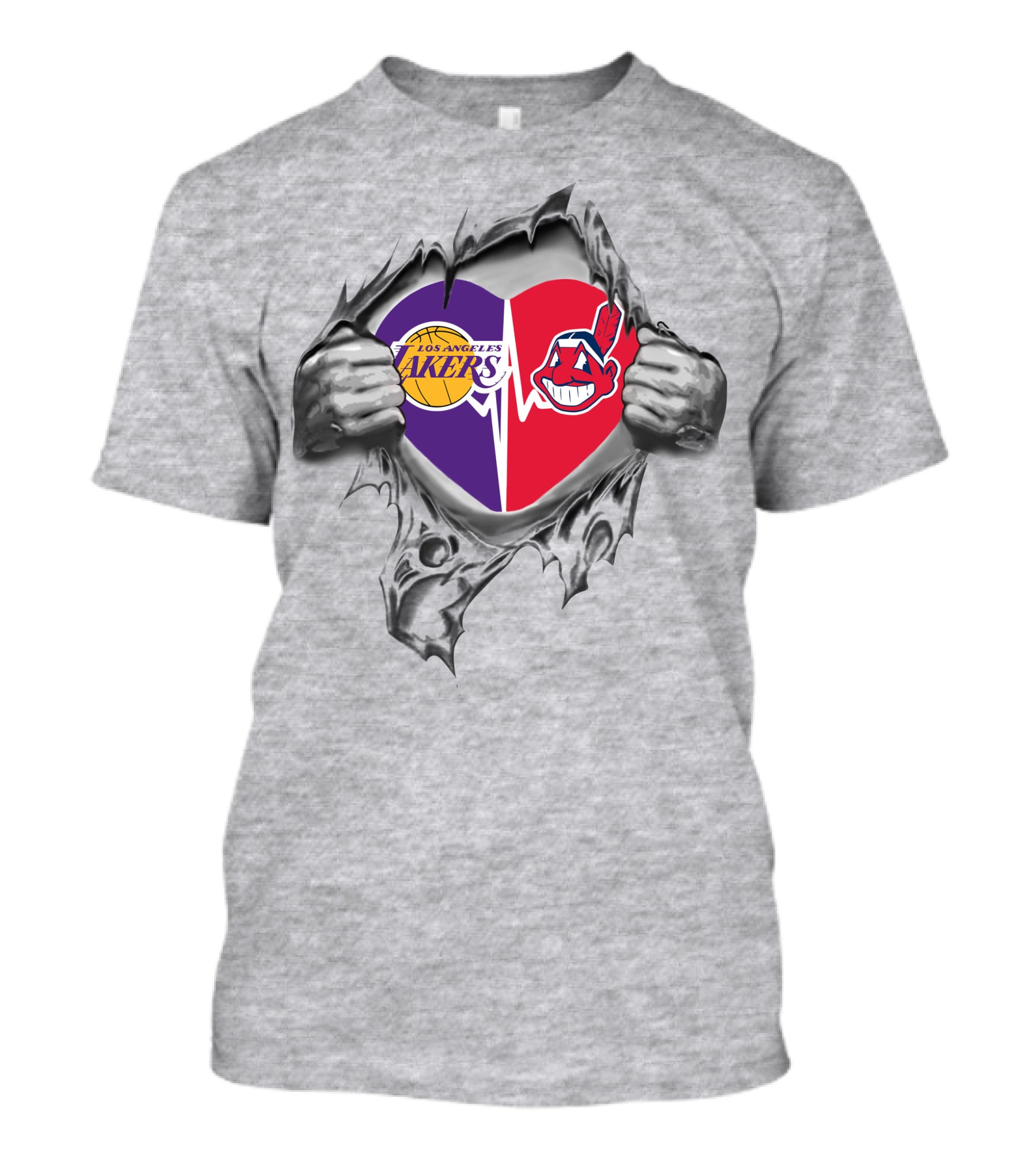 Los Angeles Lakers Cleveland Indians Heartbeat Passion T-Shirt