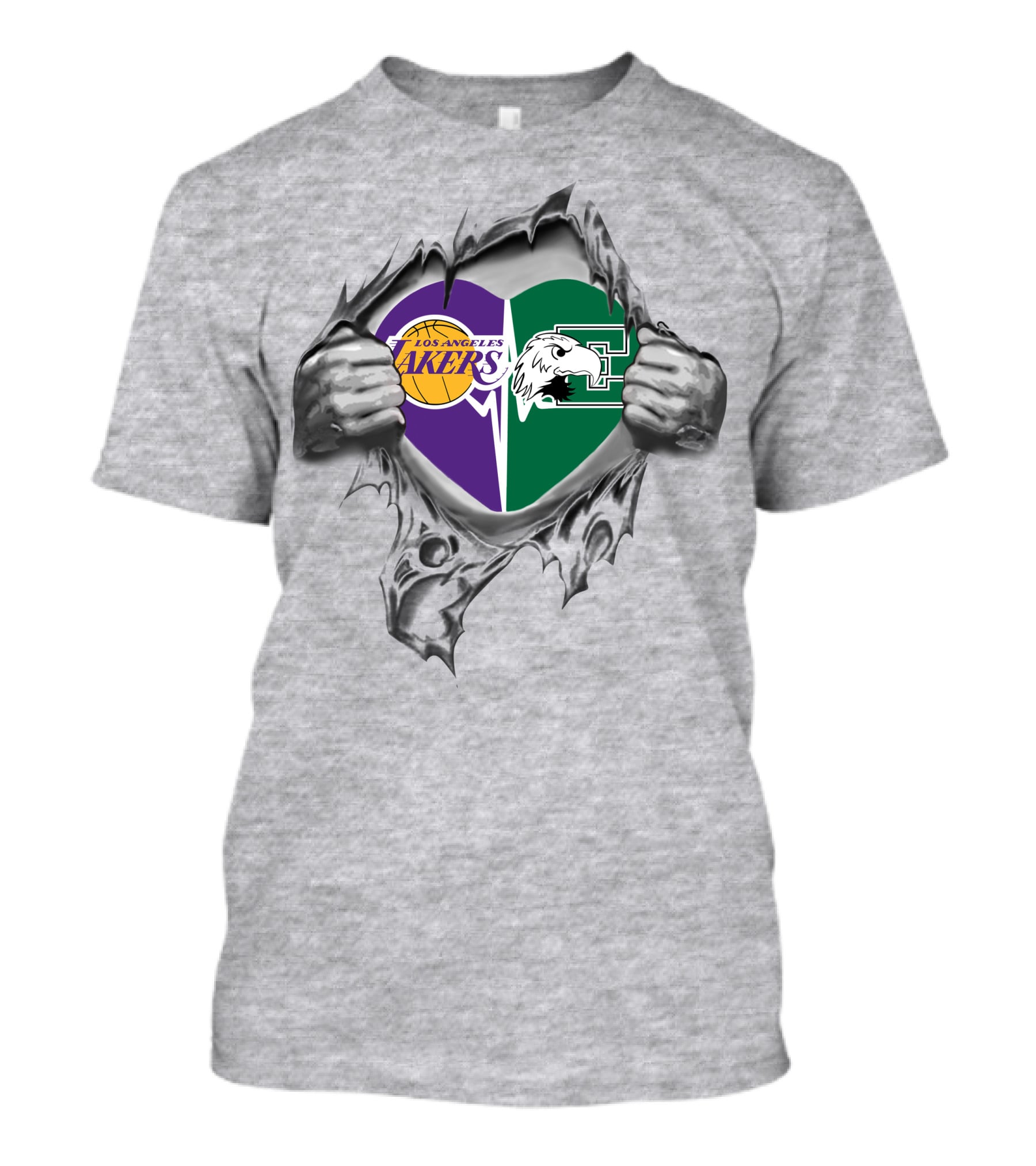 Los Angeles Lakers Eastern Michigan Eagles Heart Ripping T-Shirt