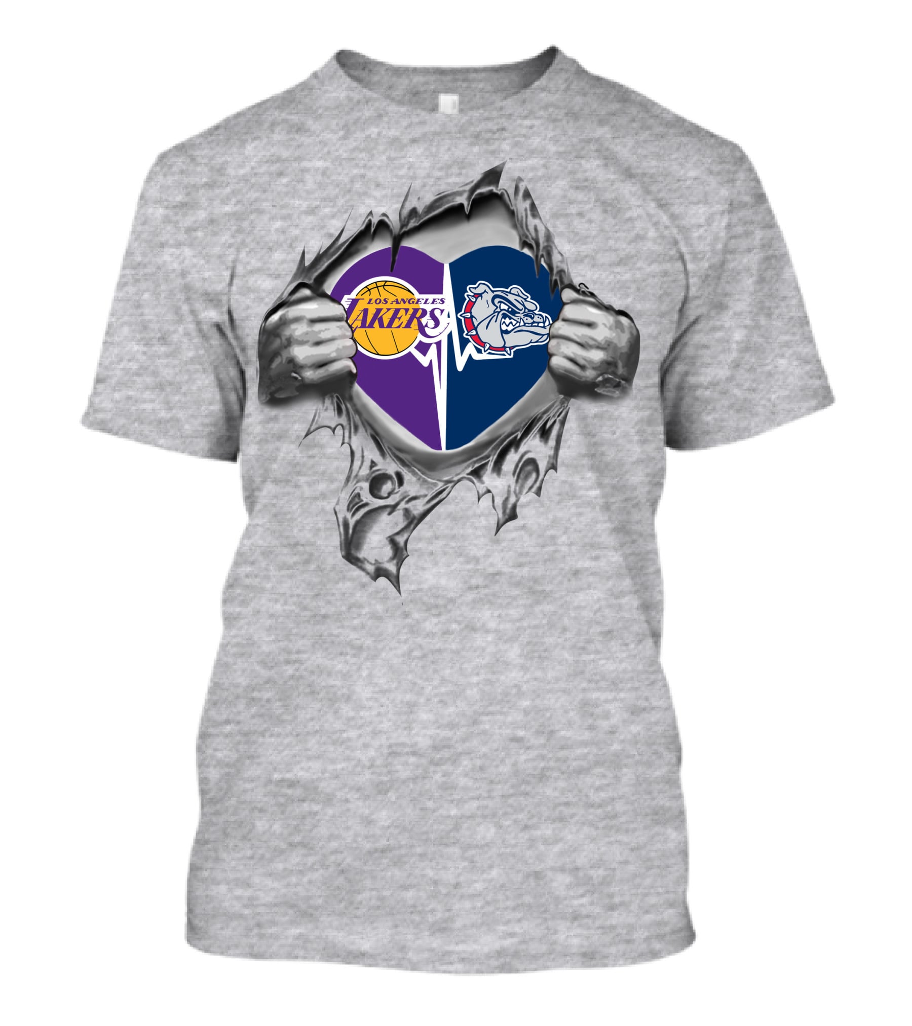 Los Angeles Lakers Gonzaga Bulldogs Heart T-Shirt