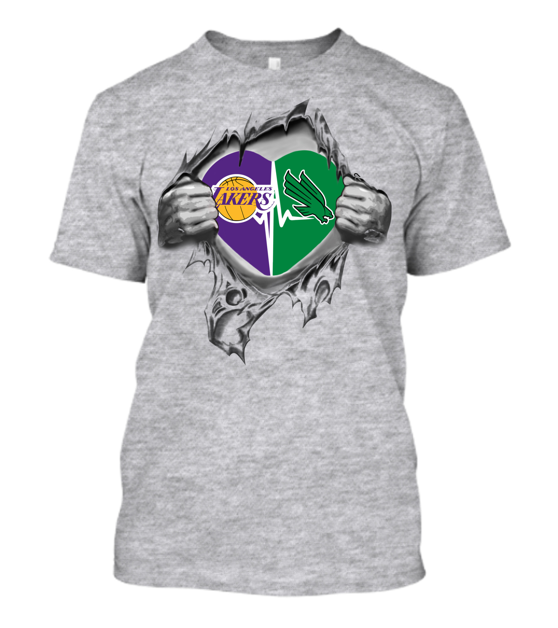 Lakers North Texas Mean Green Heart Tear T-Shirt