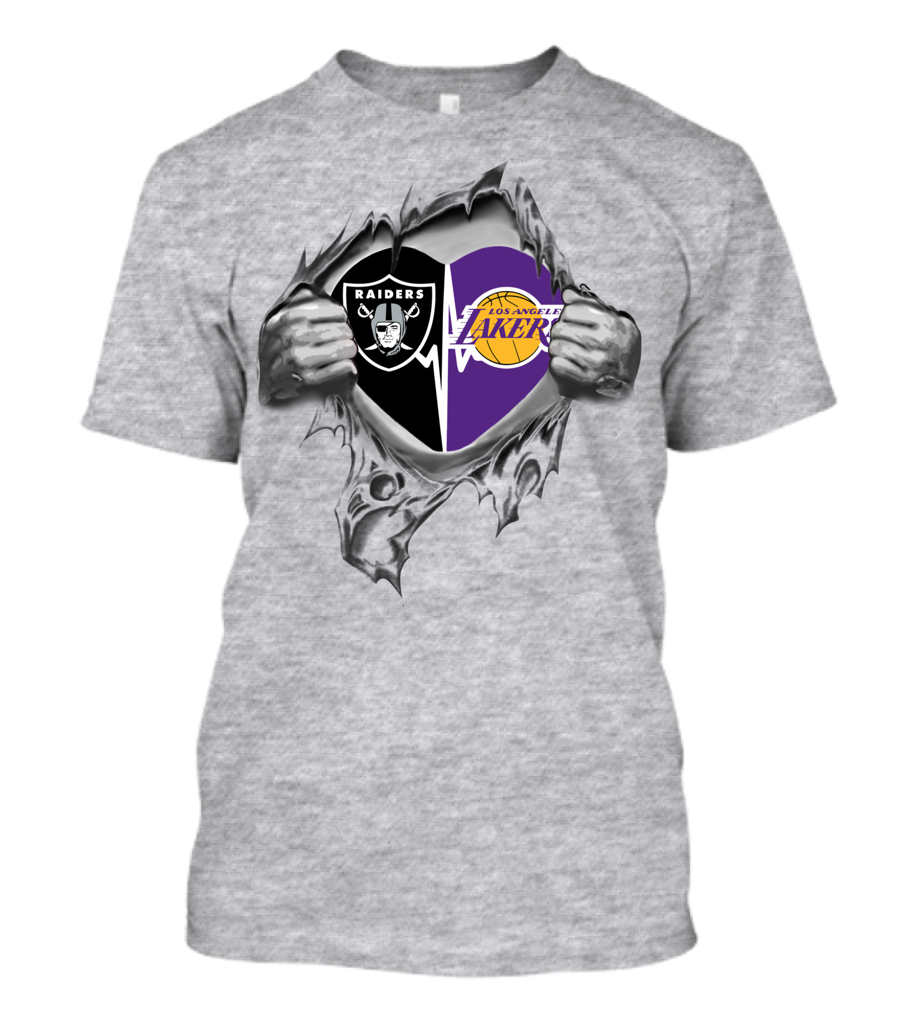 Los Angeles Lakers Oakland Raiders Heartbeat T-Shirt