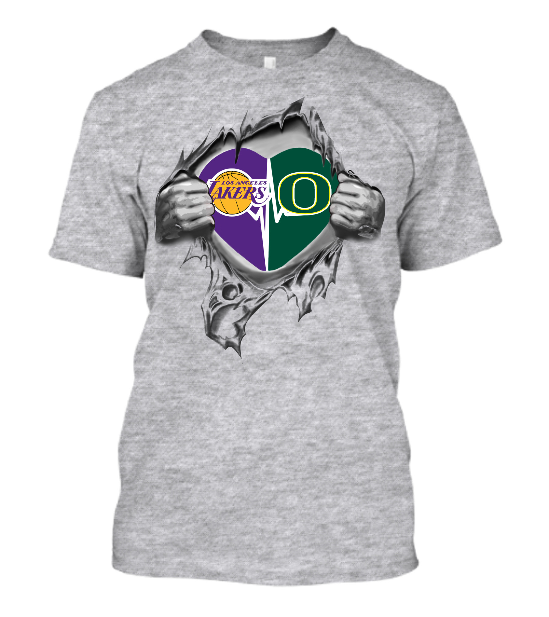 Los Angeles Lakers Oregon Ducks Heartbeat Passion T-Shirt