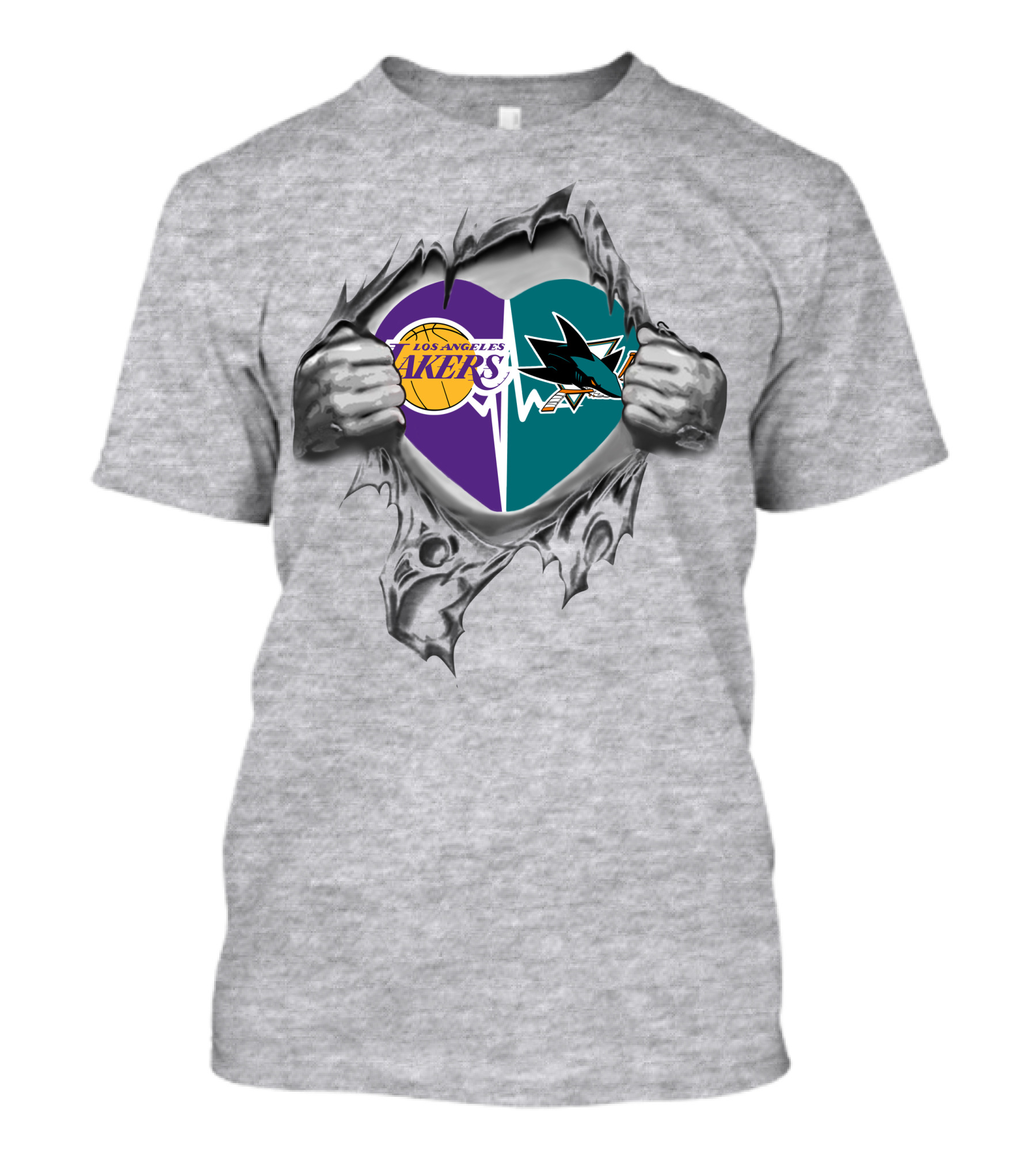 Los Angeles Lakers San Jose Sharks Heart Logo Fan Passion T-Shirt