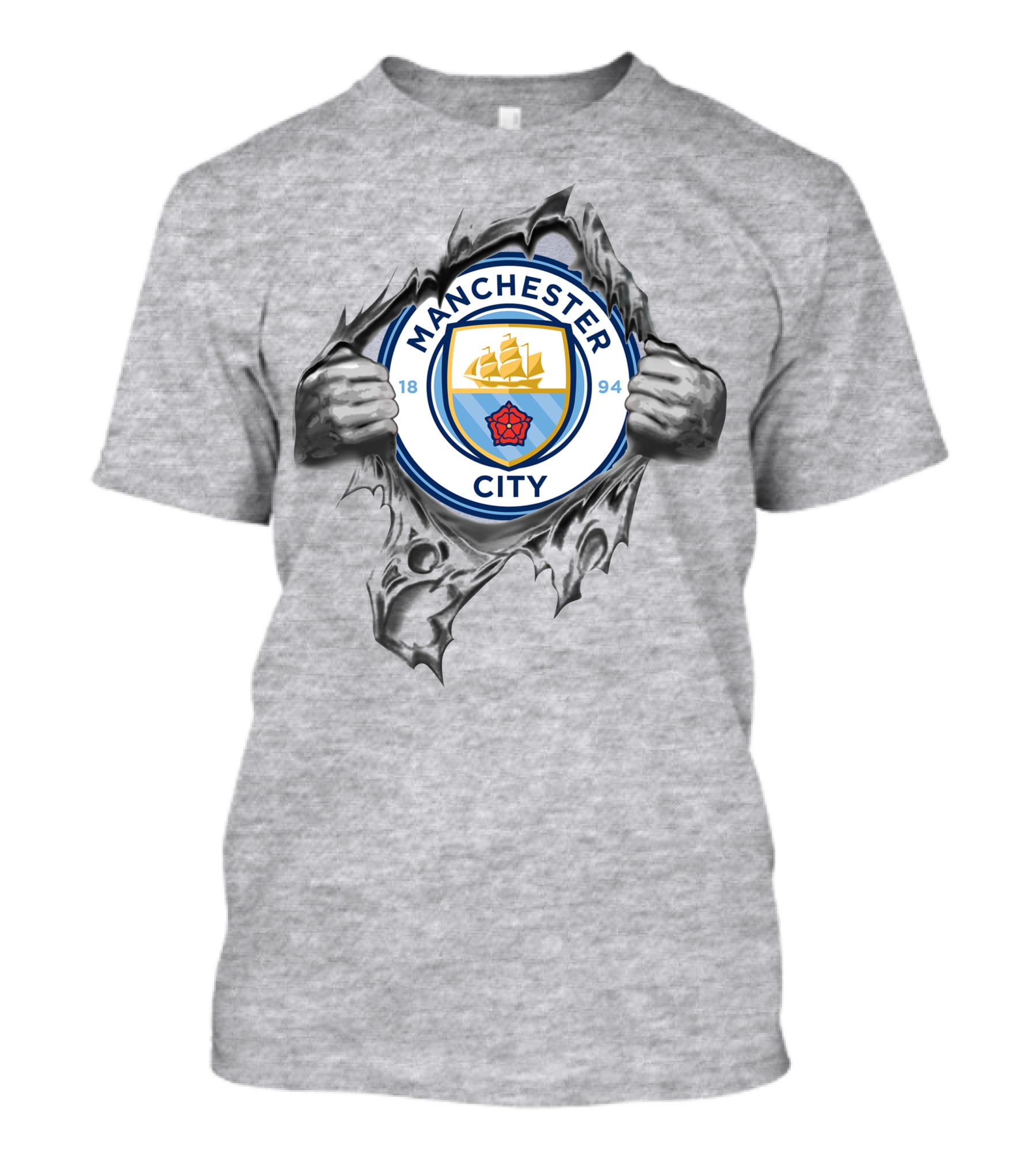 Manchester City Super Fan Crest Tear Revealed T-Shirt