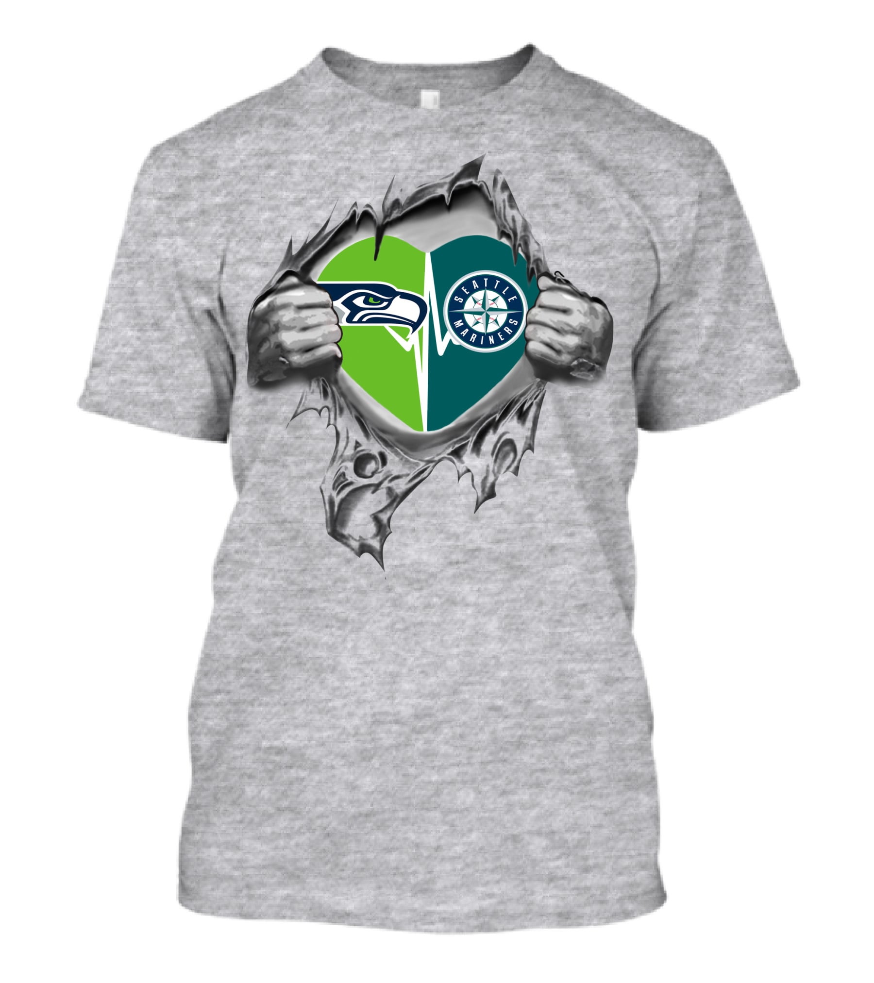 Seahawks Seattle Mariners Heart Design Seahawks T-Shirt