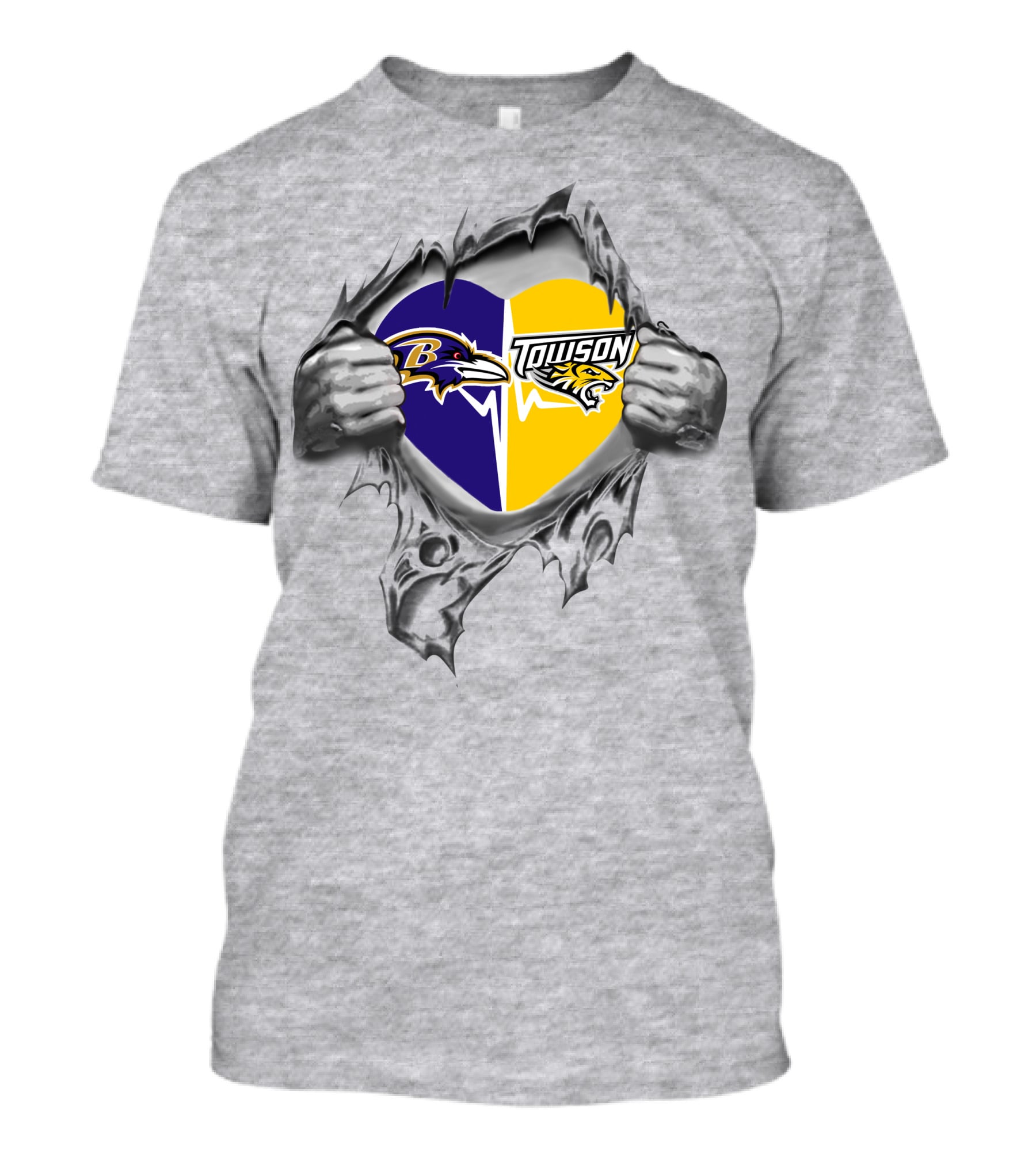 Ravens Towson Tigers Heart Design 187 T-Shirt