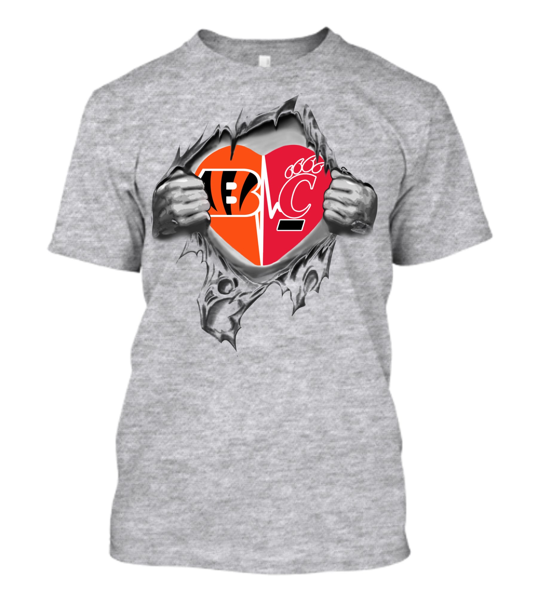Bengals And Cincinnati Bearcats Split Heart Design It's In My Heart T-Shirt