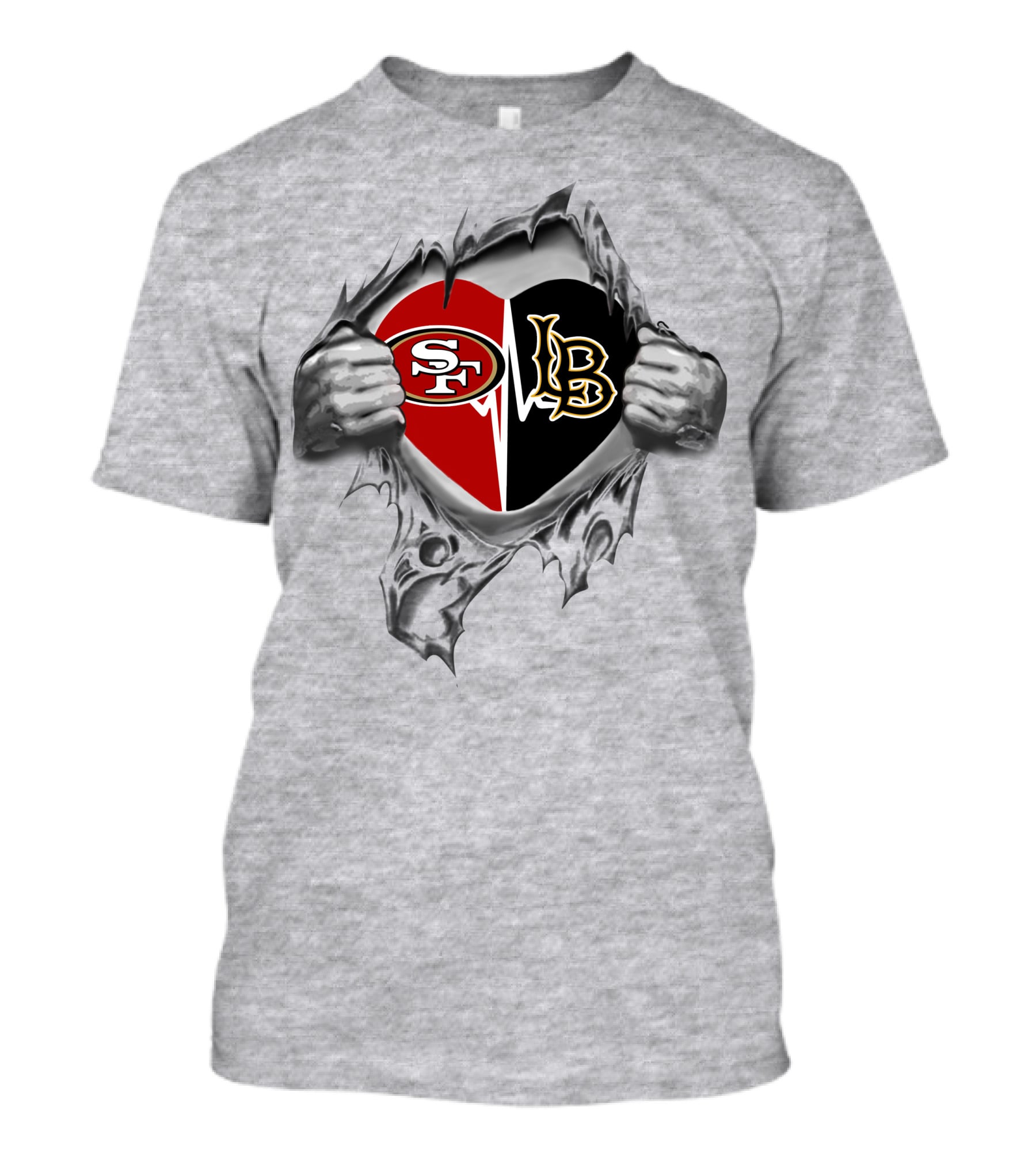 308-Front Long Beach 49ers It's In My Heart-49ers Sf Lb T-Shirt
