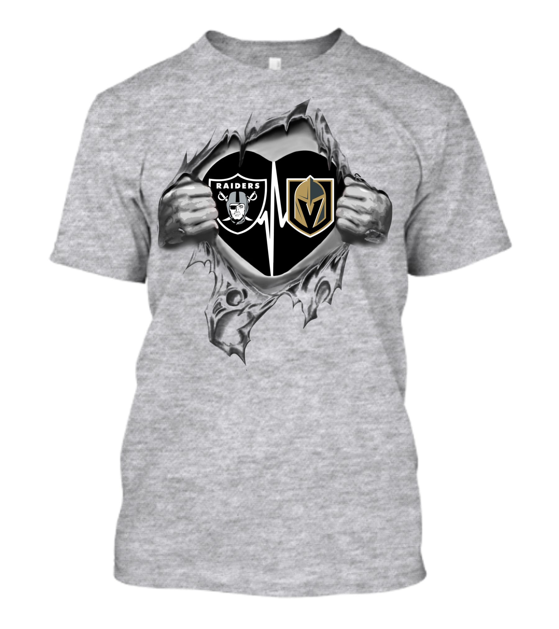 Raiders Vegas Golden Knights Heartbeat T-Shirt