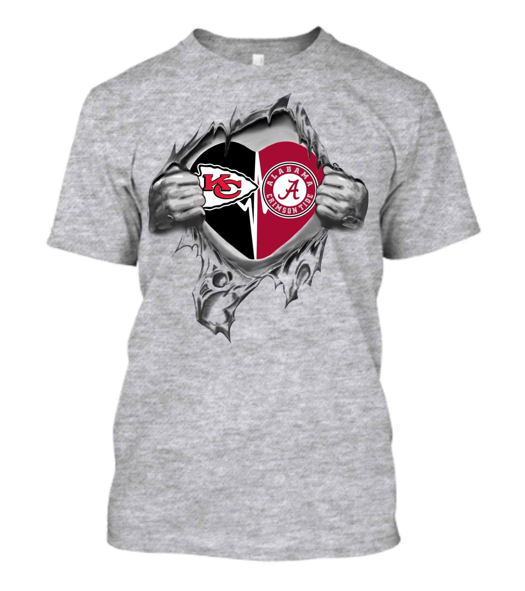 Kansas City Chiefs And Alabama Crimson Tide Heart Symbol Passion T-Shirt