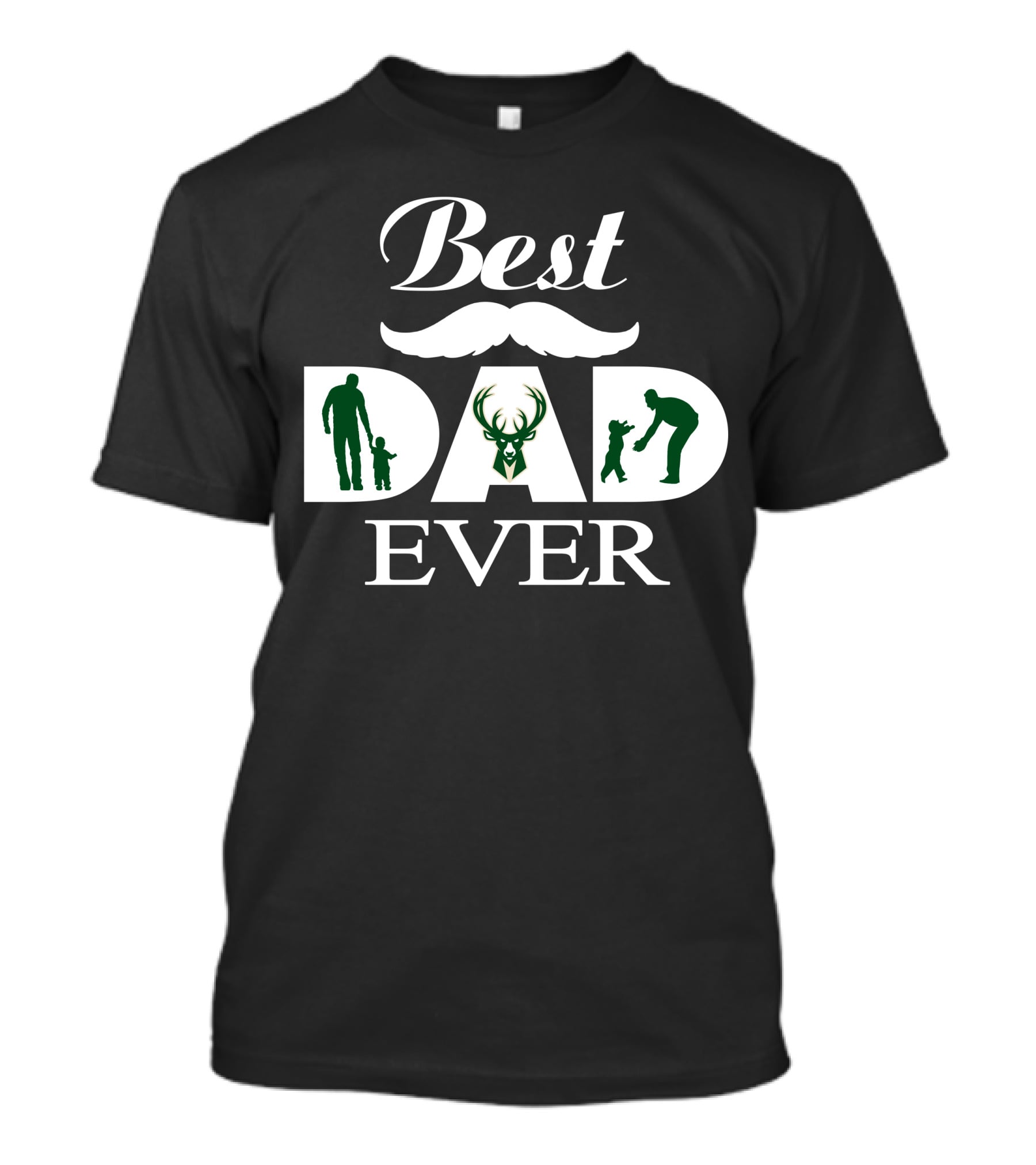 Best Dad Ever Milwaukee Bucks 202 Iconic Father's Day Mustache T-Shirt