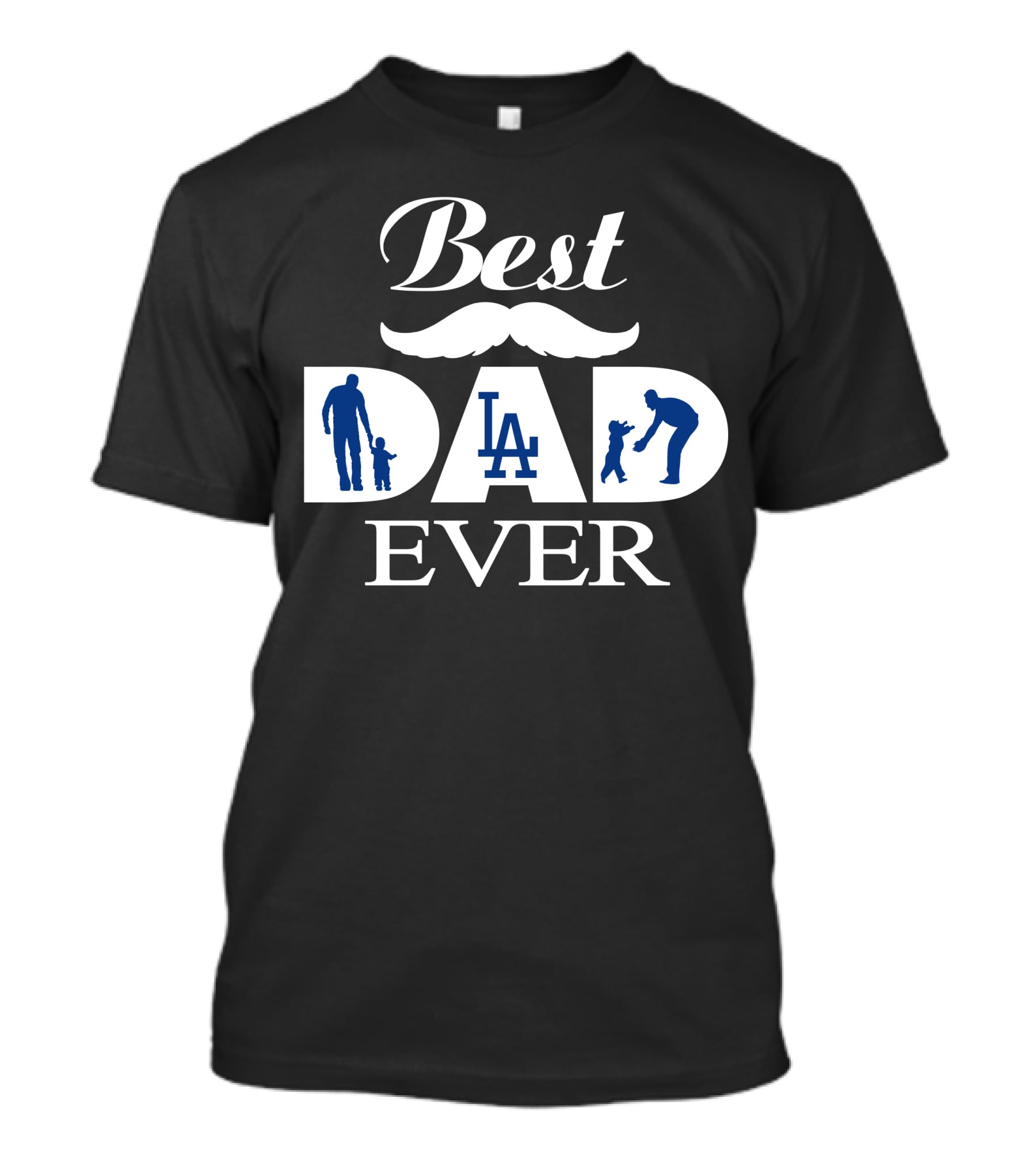 Best Dad Ever Los Angeles Dodgers Mustache Silhouette 227 T-Shirt