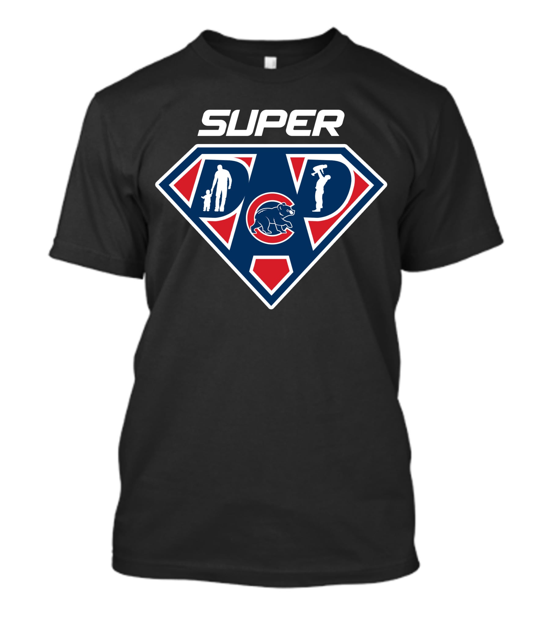 Super Dad Chicago Cubs Baseball Family Man T-Shirt