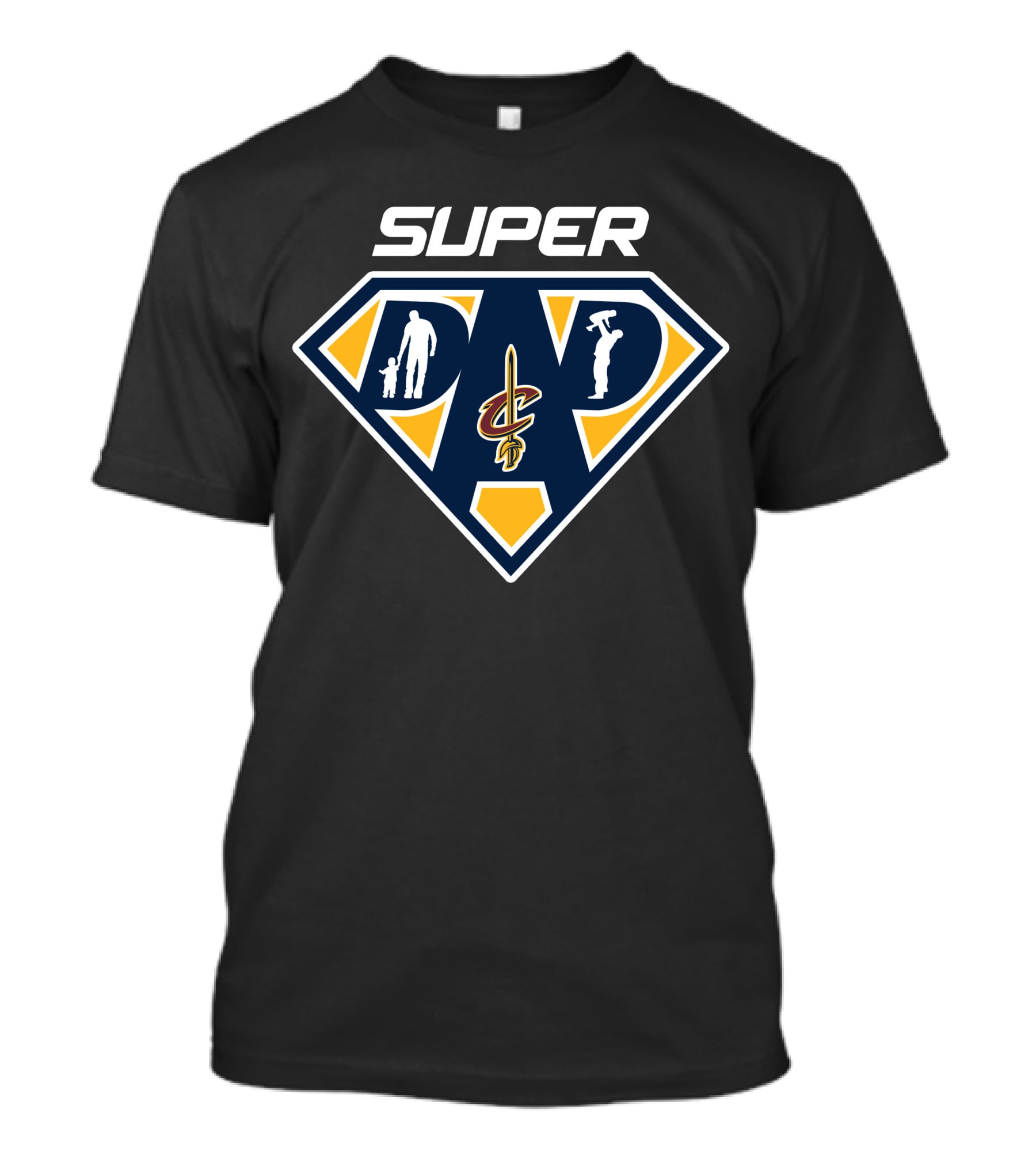 Cleveland Cavaliers Super Dad Emblem With Silhouettes T-Shirt