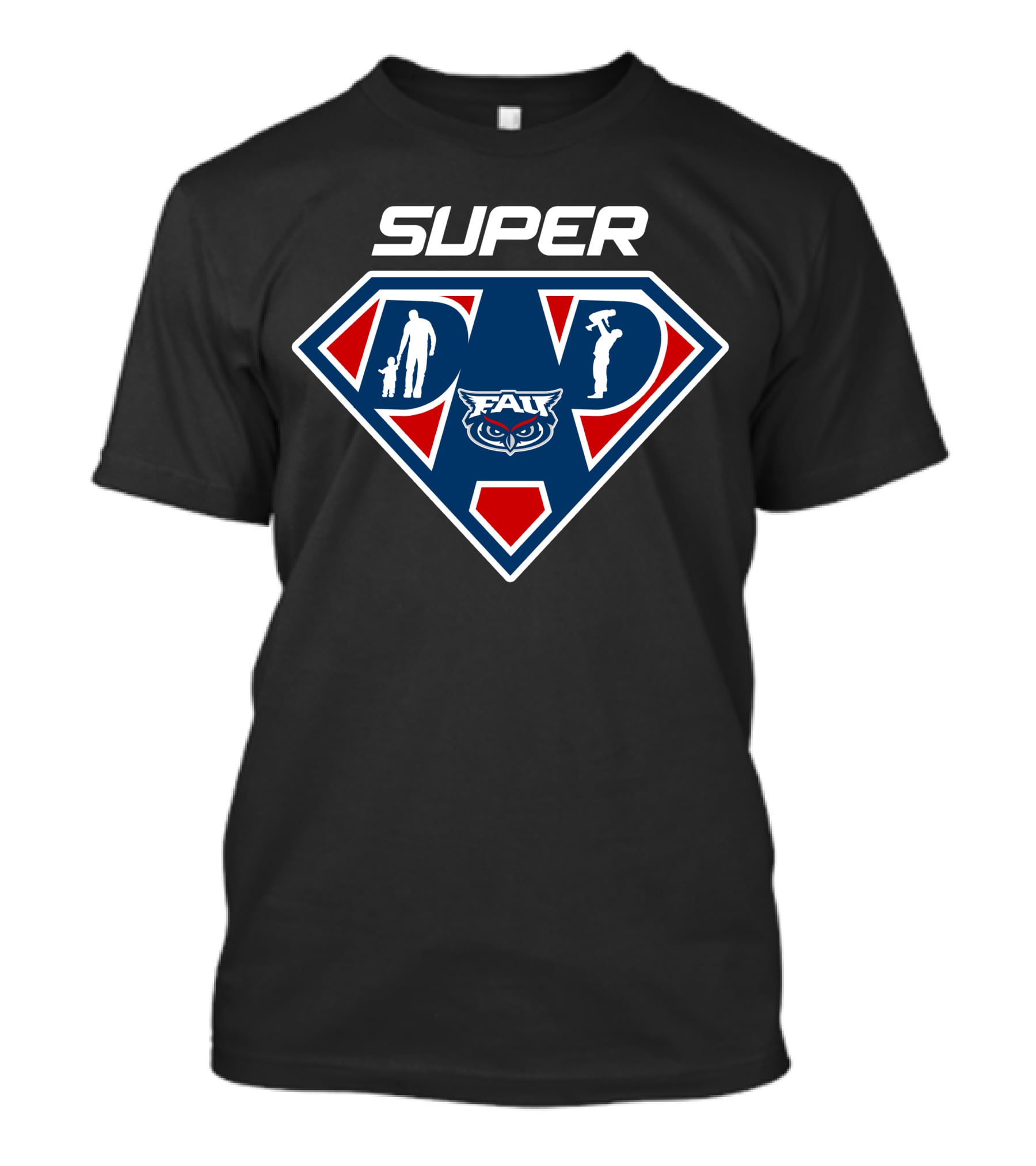 Super Dad Fau Florida Atlantic Owls Shield T-Shirt