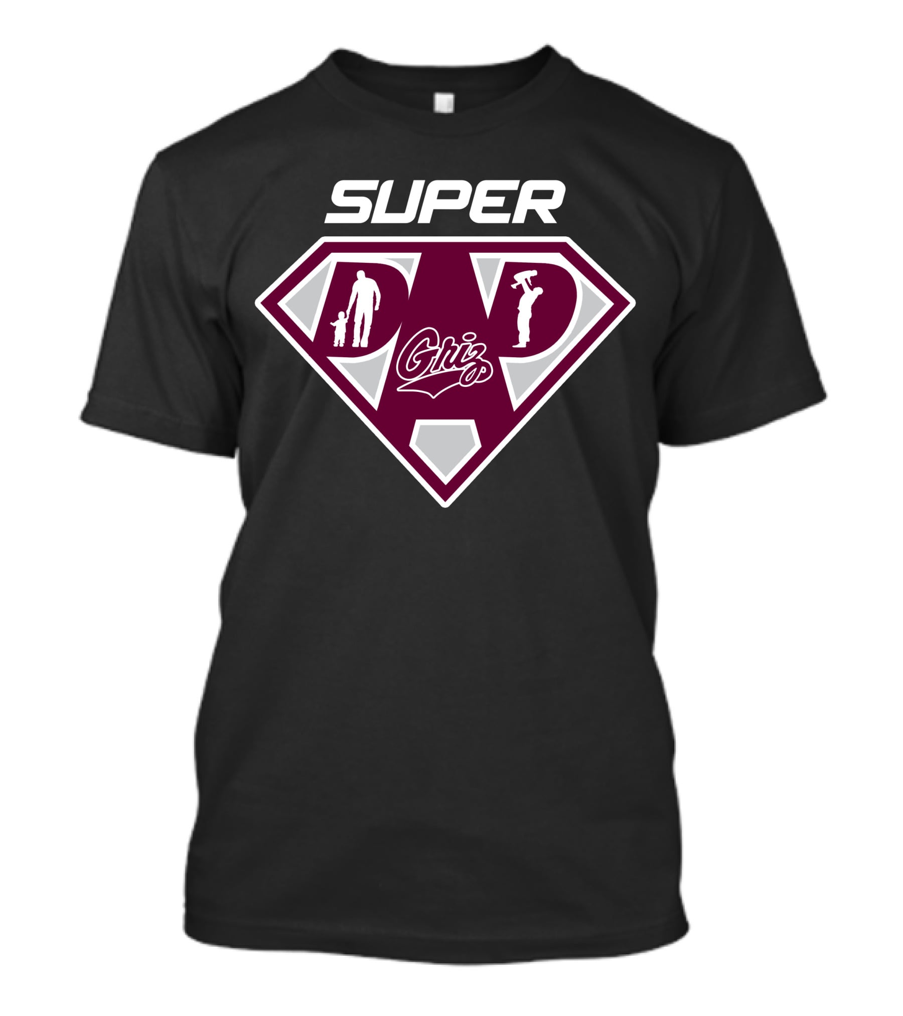 Montana Grizzlies Super Dad Shield Logo With Griz T-Shirt
