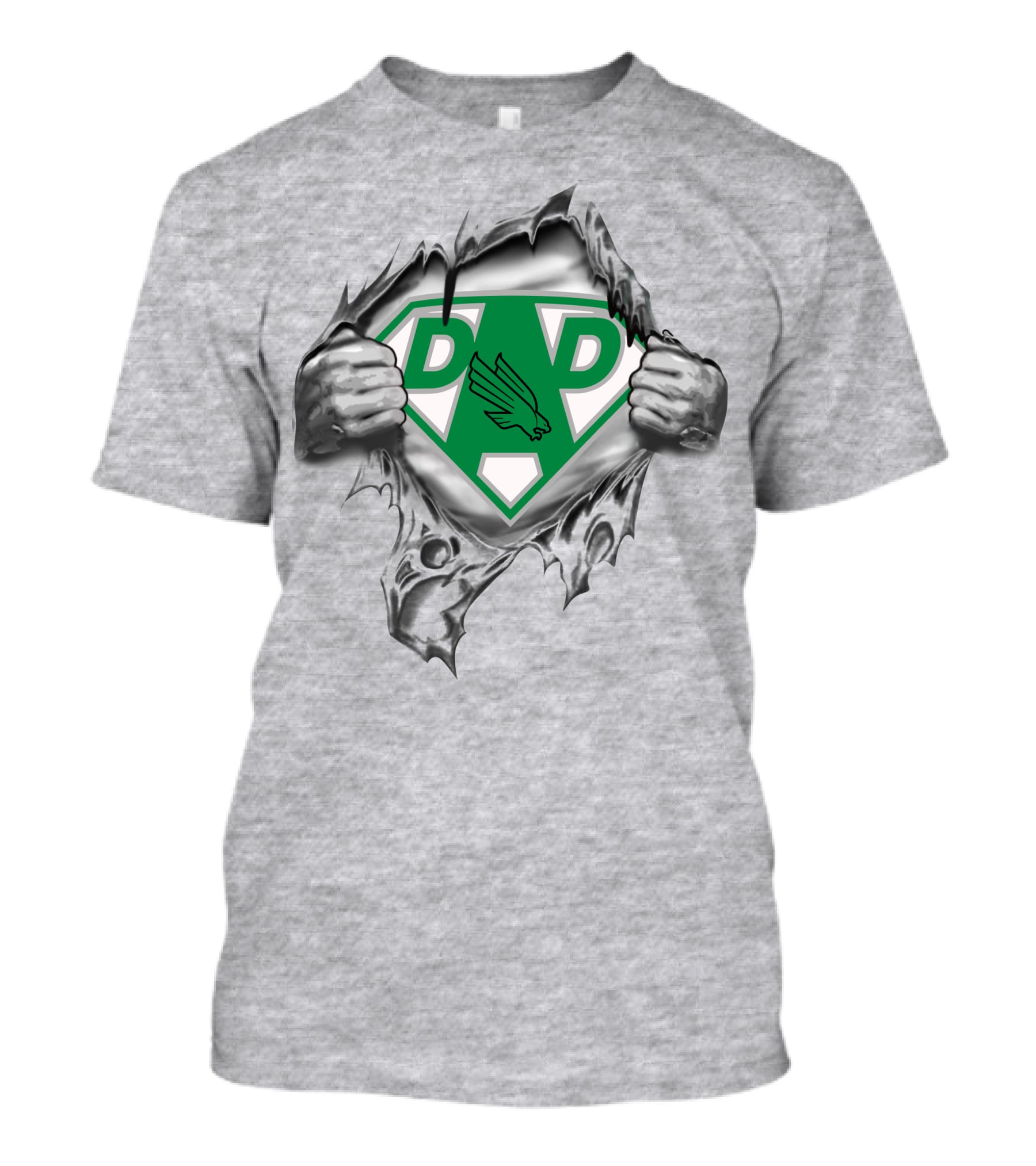 North Texas Mean Green Super Dad Logo With Eagle Symbol T-Shirt