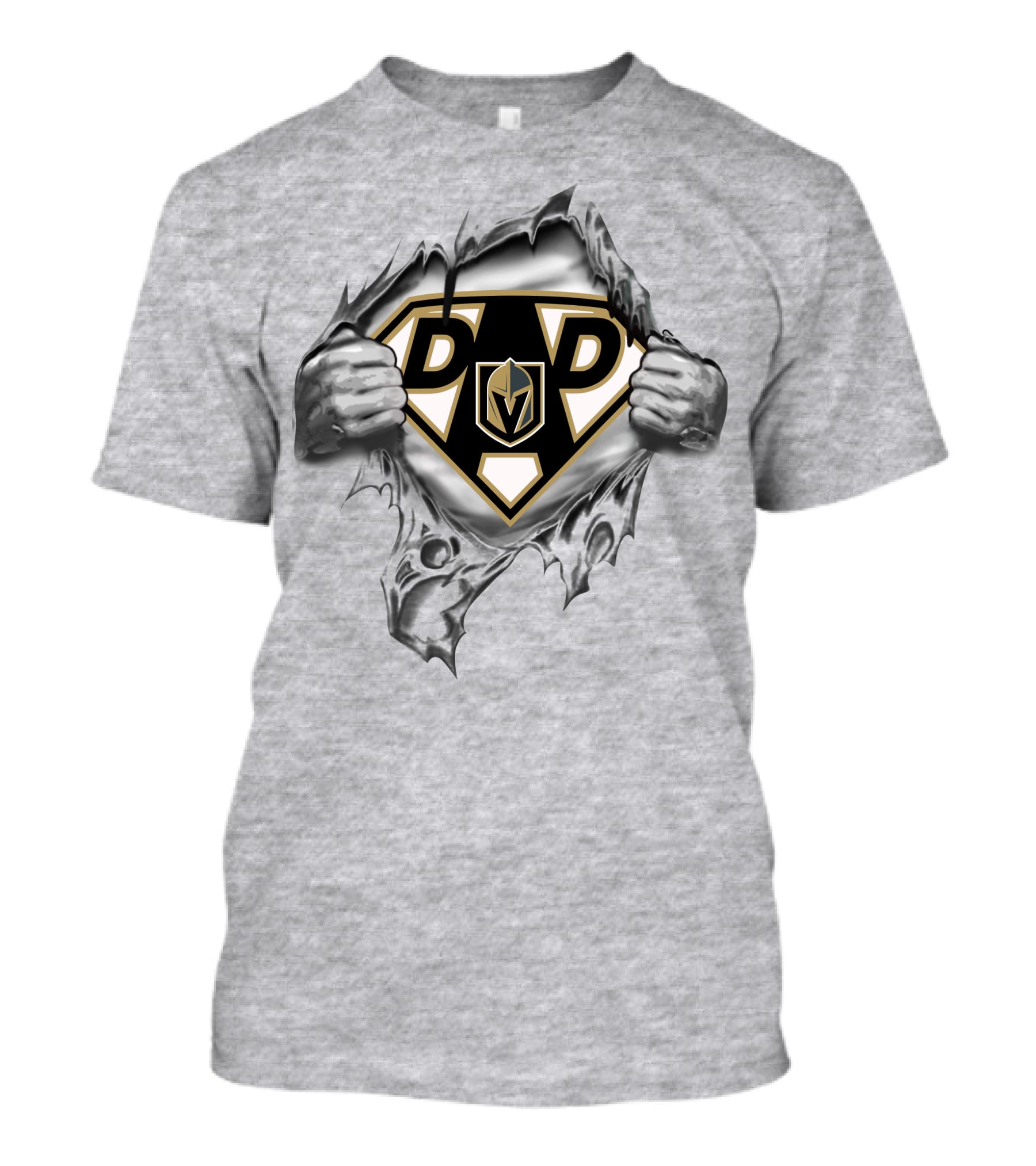 Vegas Golden Knights Dad Superhero Logo Breaking Through T-Shirt