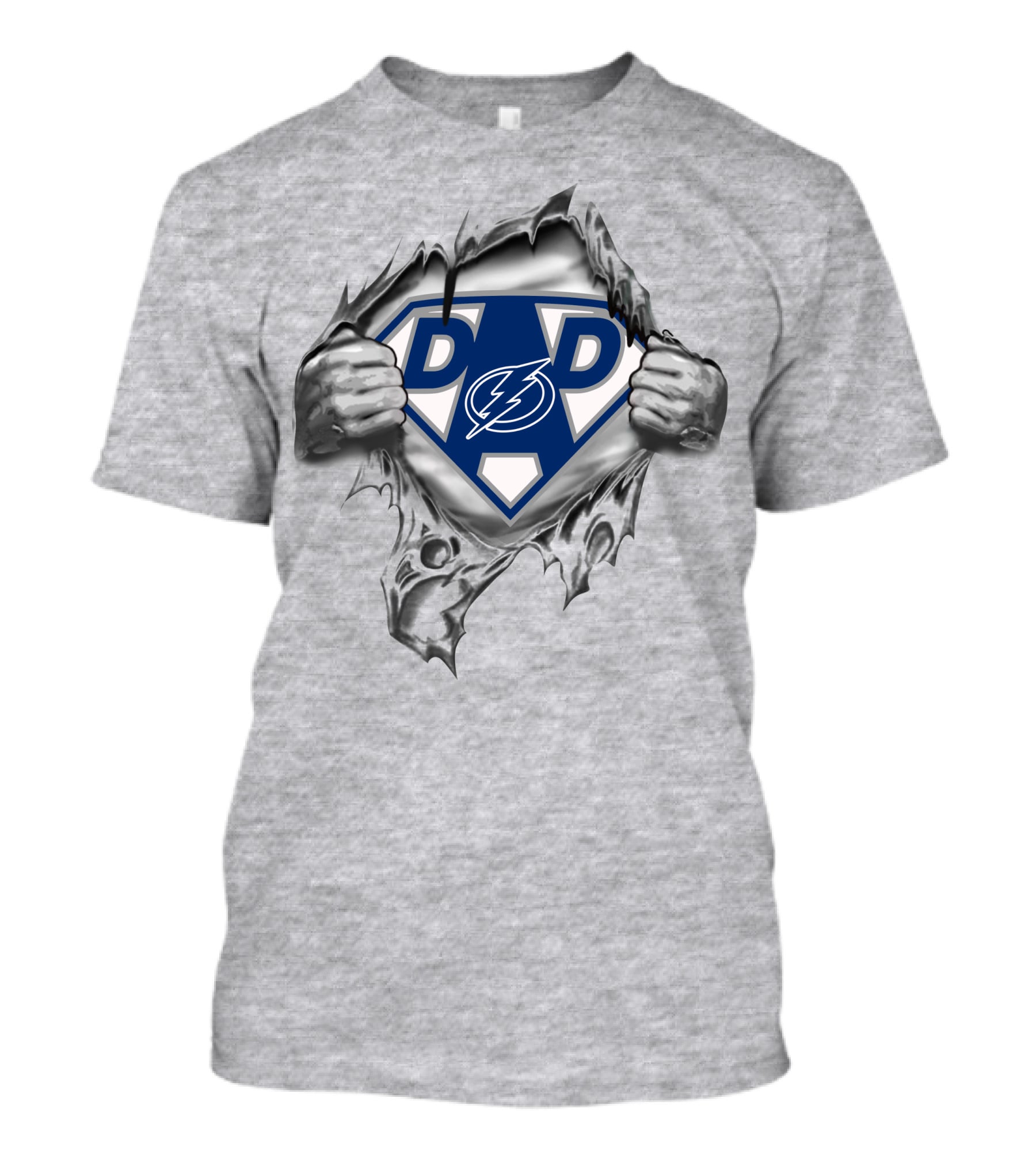 Tampa Bay Lightning Super Dad Logo With Lightning Bolt And Comic Style Hero Suit T-Shirt
