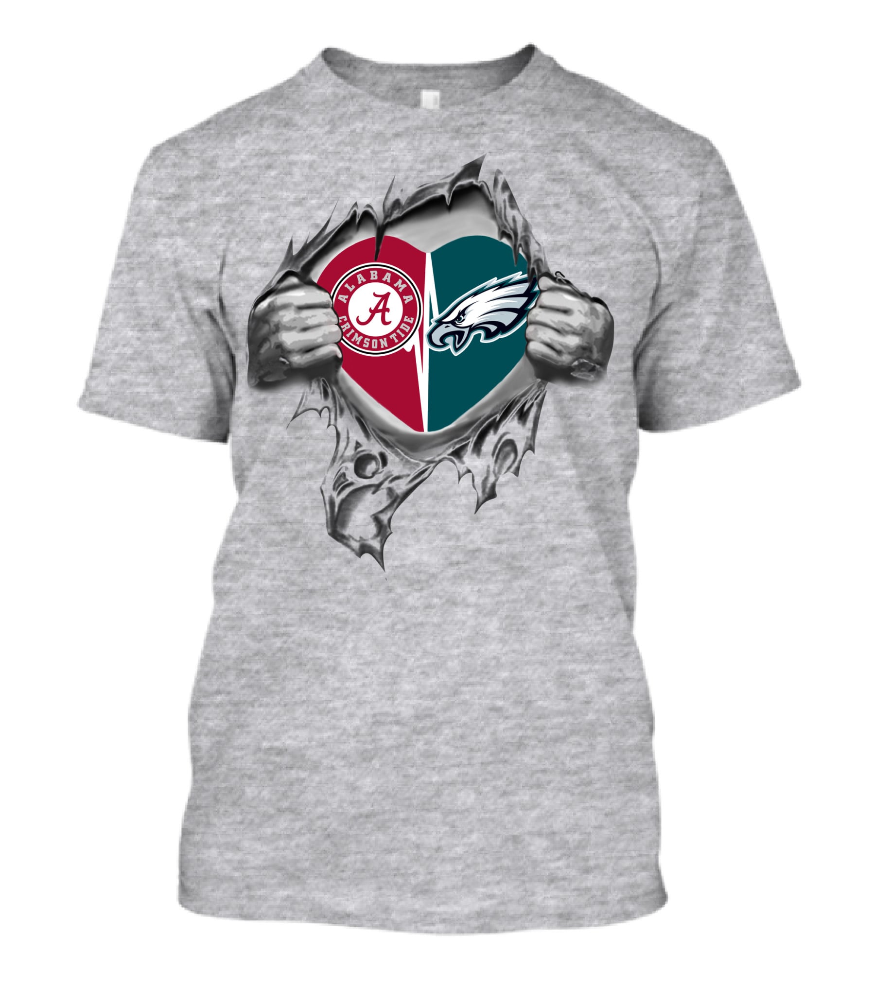 Alabama Crimson Tide And Eagles Heart Design It's In My Heart T-Shirt