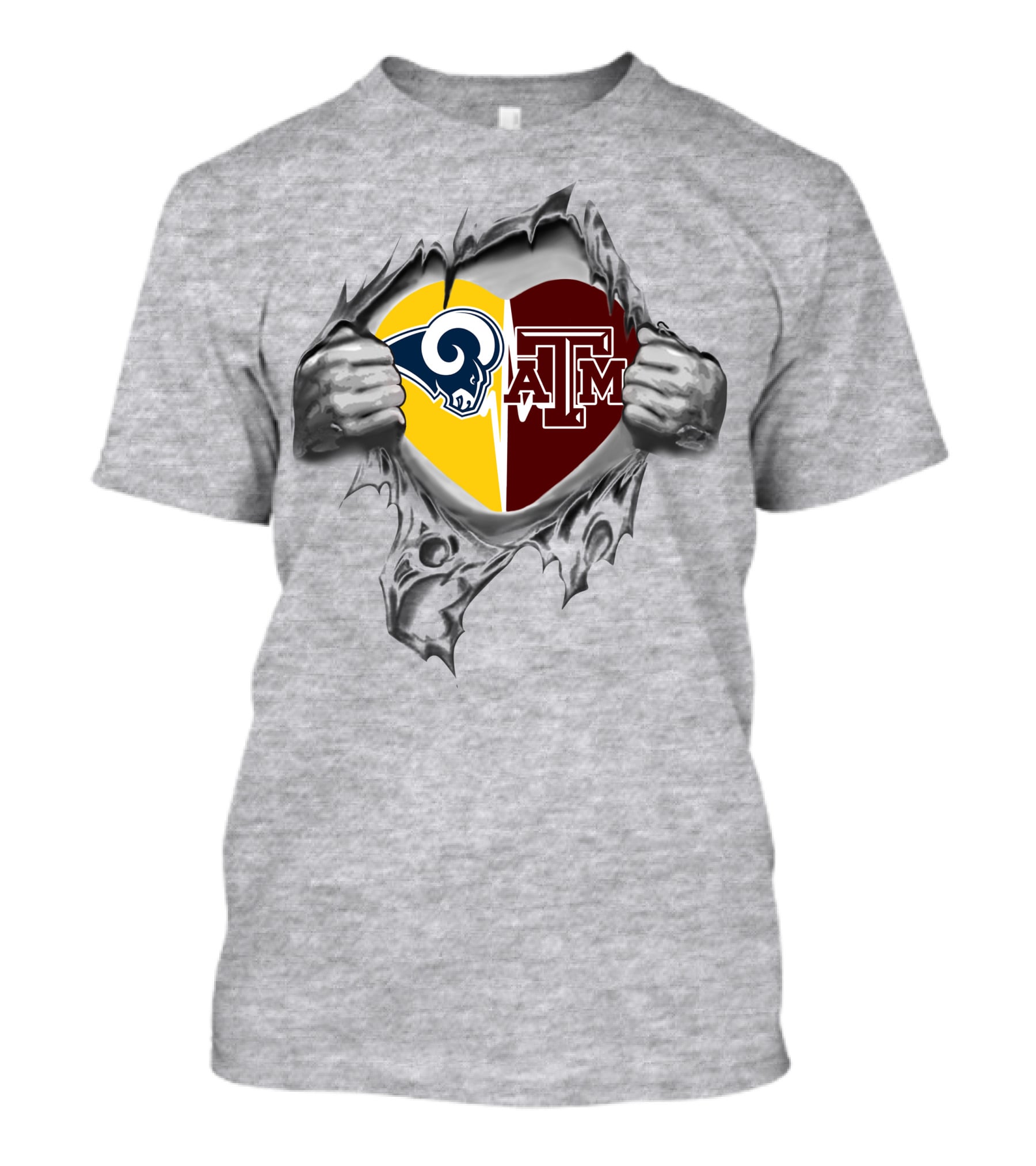 Rams Texas A&M Aggies Heart Loyalty Fusion T-Shirt