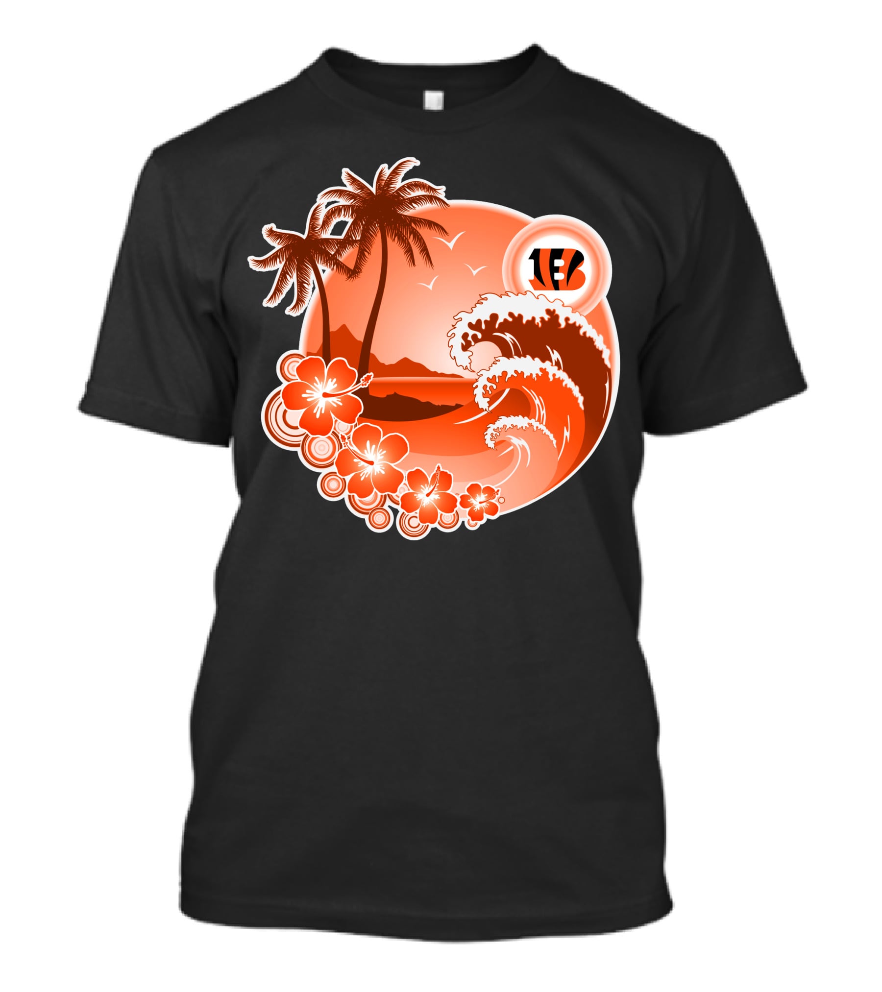 Cincinnati Bengals Holiday Hawaiian Beach Wave And Palm Flowers T-Shirt