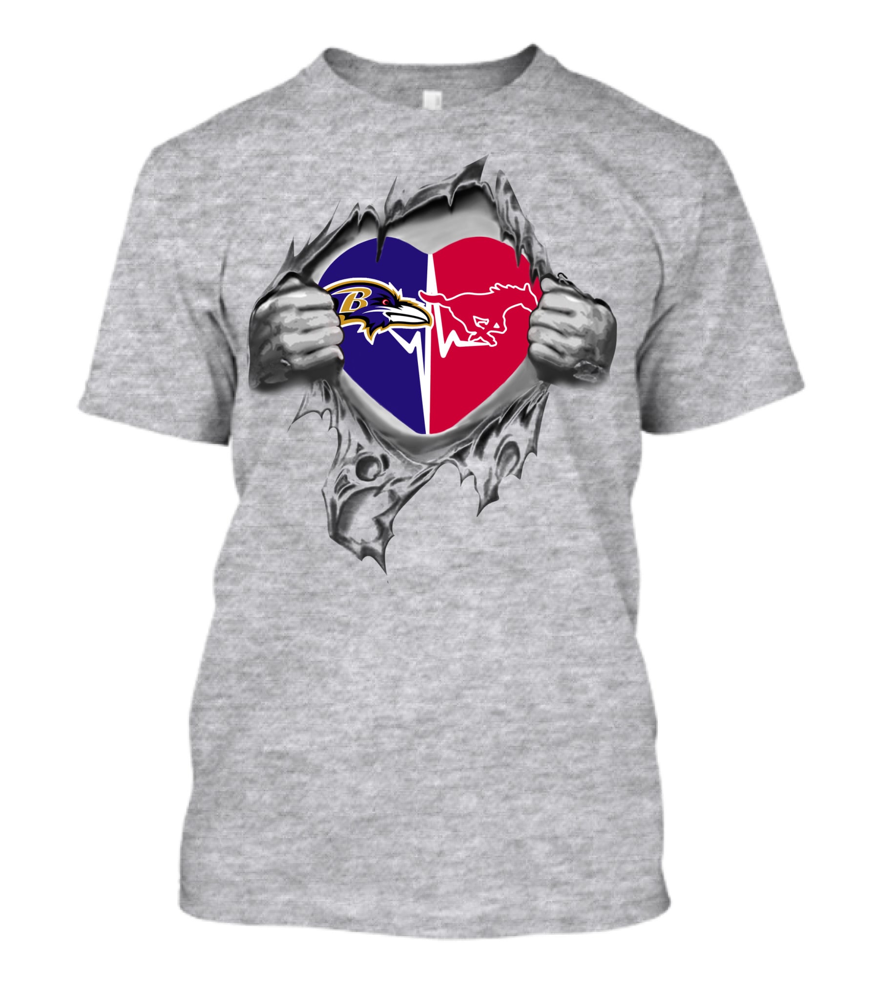 Ravens Smu Mustangs Heart Logo Fans Iconic Symbol T-Shirt