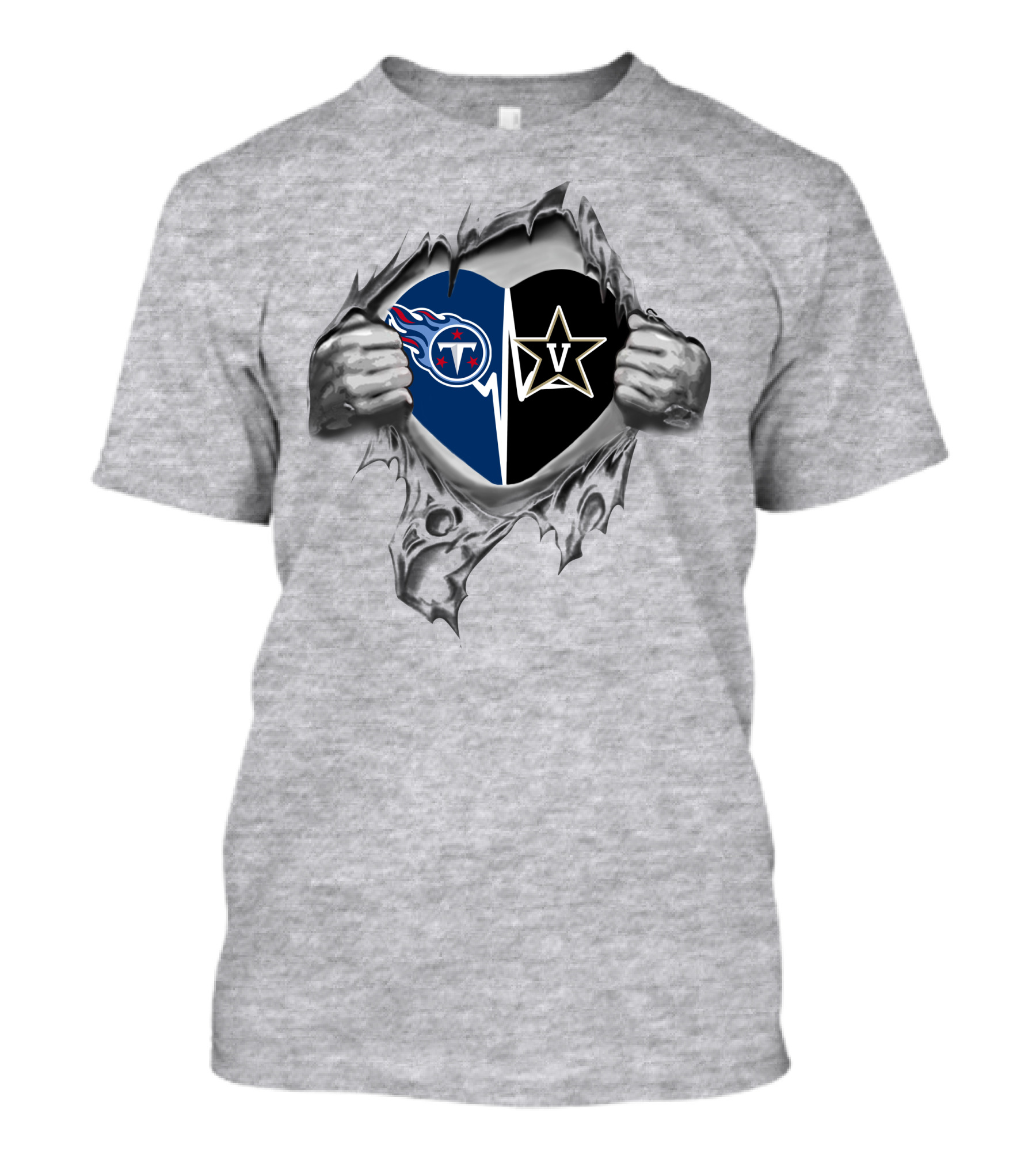 Tennessee Titans Vanderbilt Commodores Heart Logo Rip T-Shirt