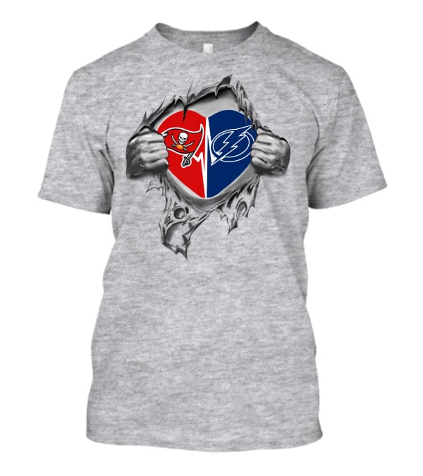 Buccaneers Tampa Bay Lightning Heart Split T-Shirt