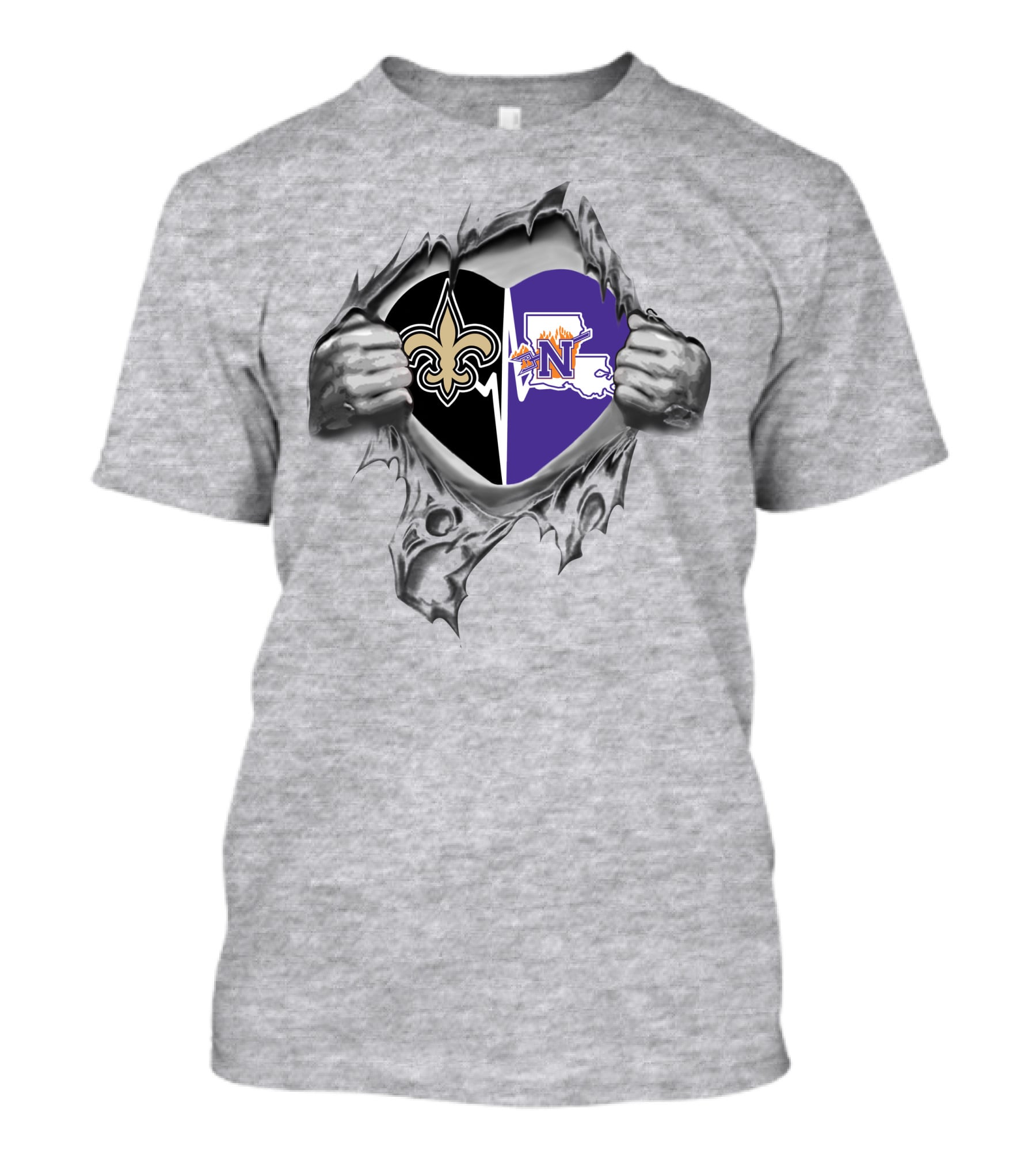New Orleans Saints Northwestern State Demons Heart T-Shirt