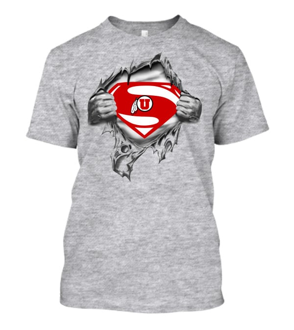 393 Utah Utes Superman Logo Tear Effect T-Shirt