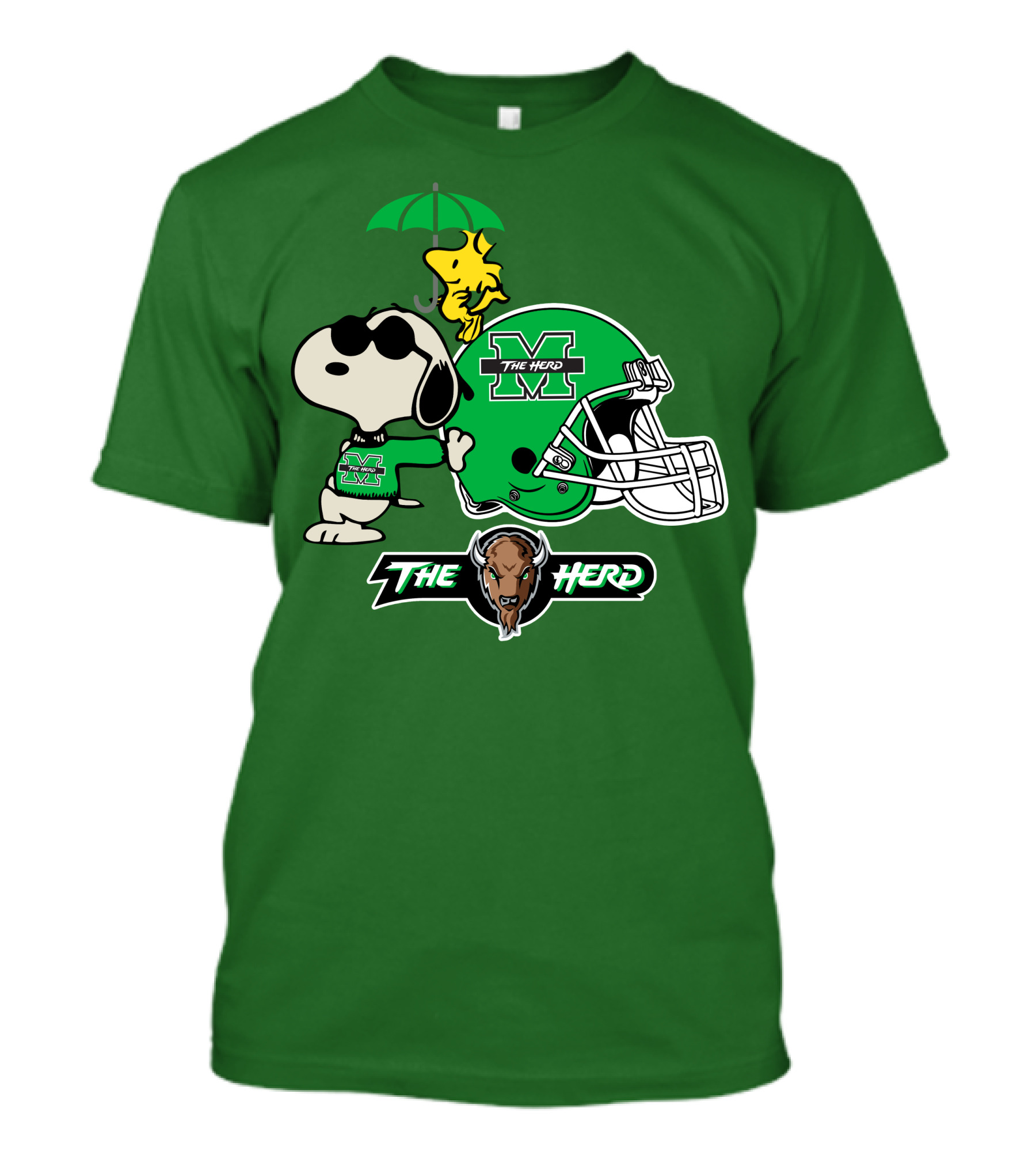 Marshall Thundering Herd Snoopy The Herd Football Helmet Woodstock Umbrella T-Shirt