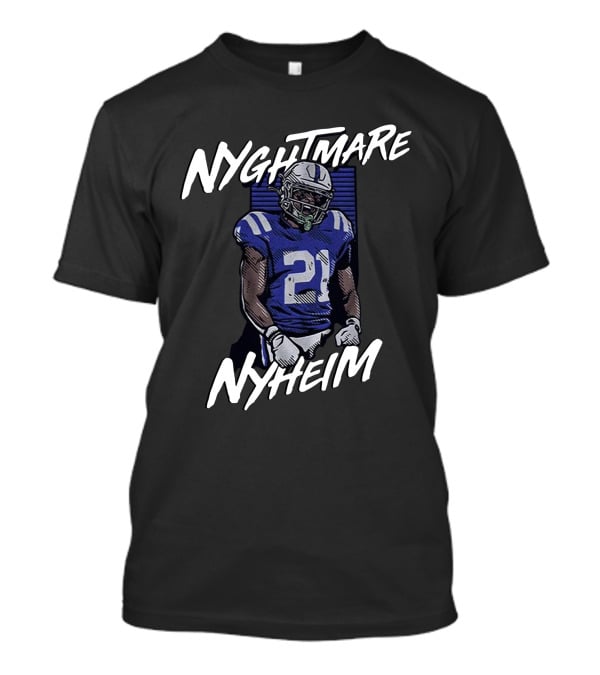 NYGHTMARE NYHEIM 21 Football Player Blue And White Jersey T-Shirt
