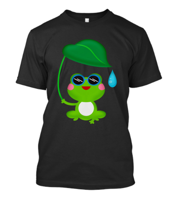 Frog Rain Cute Leaf Umbrella With Drop T-Shirt