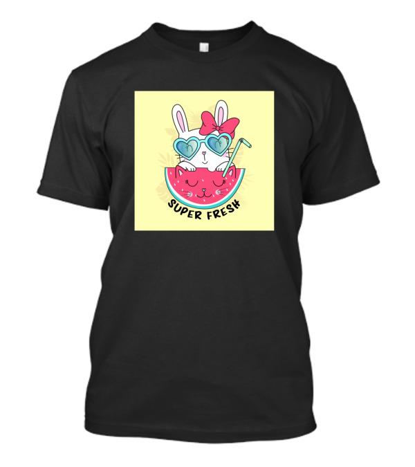 Super Fresh Cute Rabbit Watermelon Fun T-Shirt