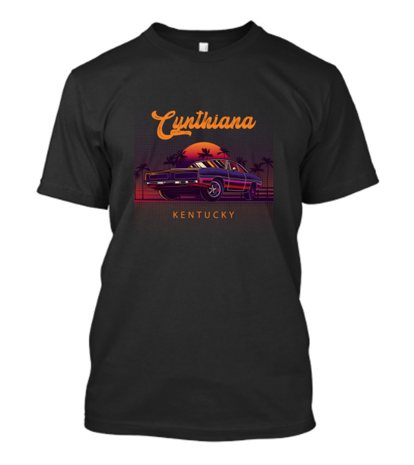 Cynthiana Kentucky Vintage Sunset Car With Palm Trees T-Shirt
