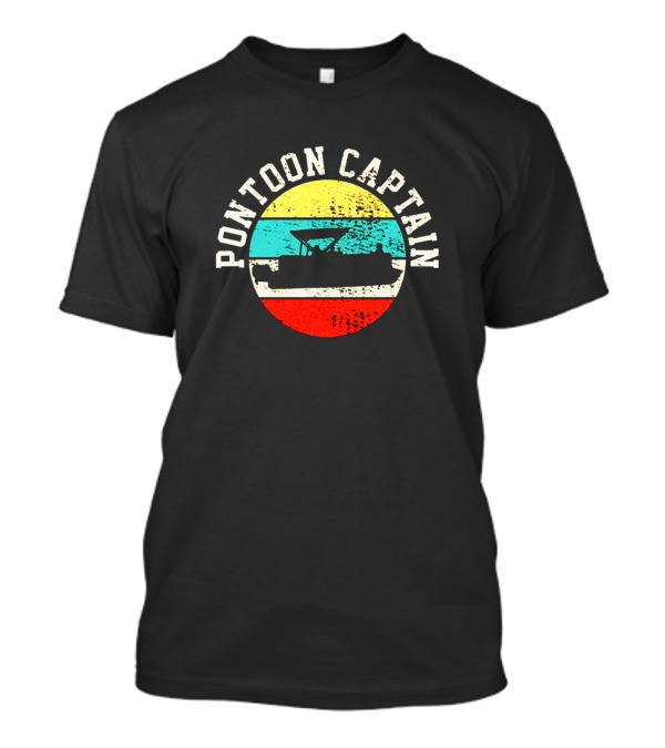 Pontoon Captain Retro Sunset Boating T-Shirt