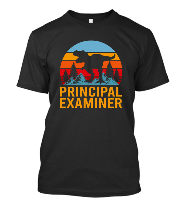 Principal Examiner Dinosaur Mountain Silhouette Vintage Sunset T-Shirt