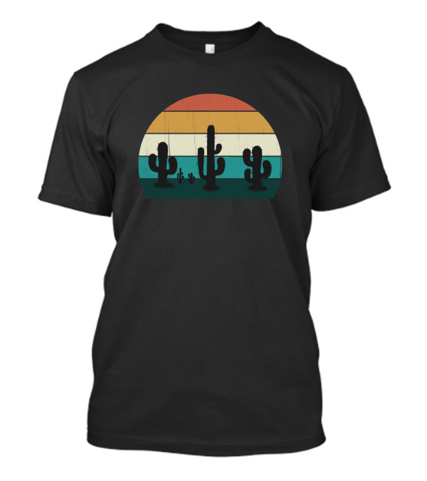 Retro Cactus Sunset Saguaro Opuntia Cactaceae Love Vintage Desert T-Shirt