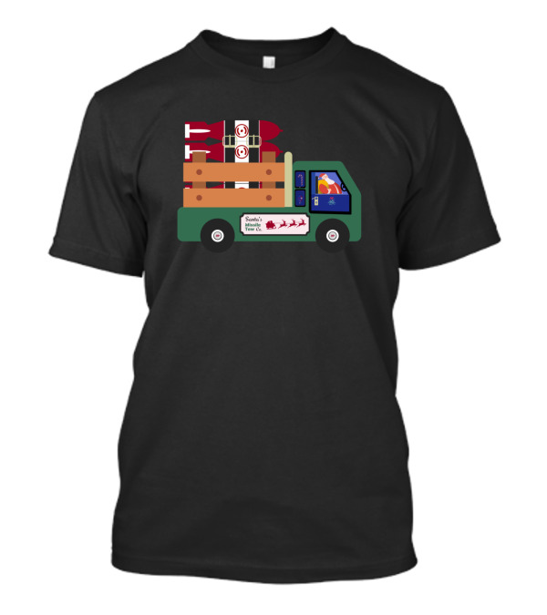 Merry Christmas Santa's Missile Tow Co. Truck With Santa Claus And Sleigh T-Shirt