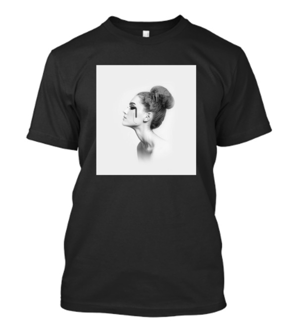 Mysterious Profile With Intricate Lettering T-Shirt