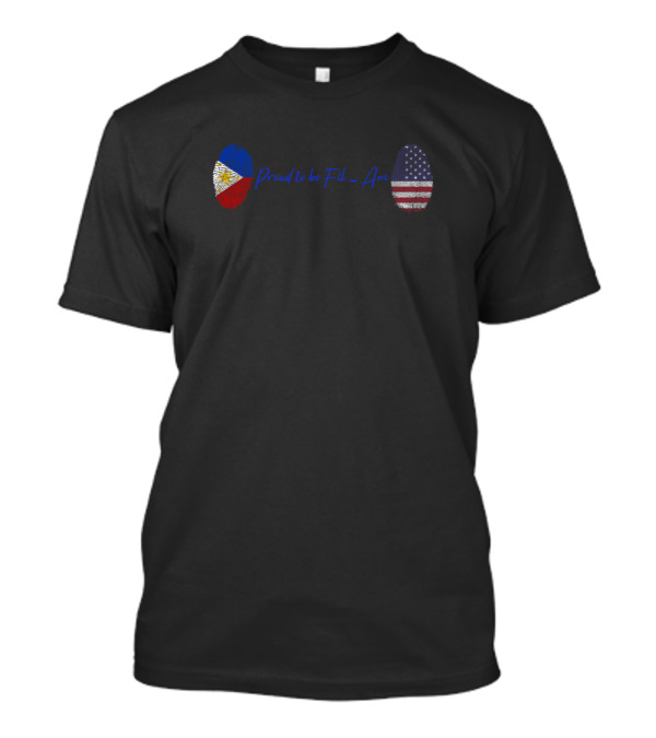Proud To Be Fil-Am Filipino American Dual Identity Flag Thumbprint T-Shirt