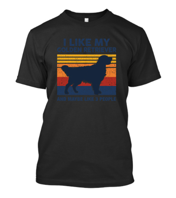 I Like My Golden Retriever And Maybe Like 3 People Vintage Silhouette Retro Stripes T-Shirt
