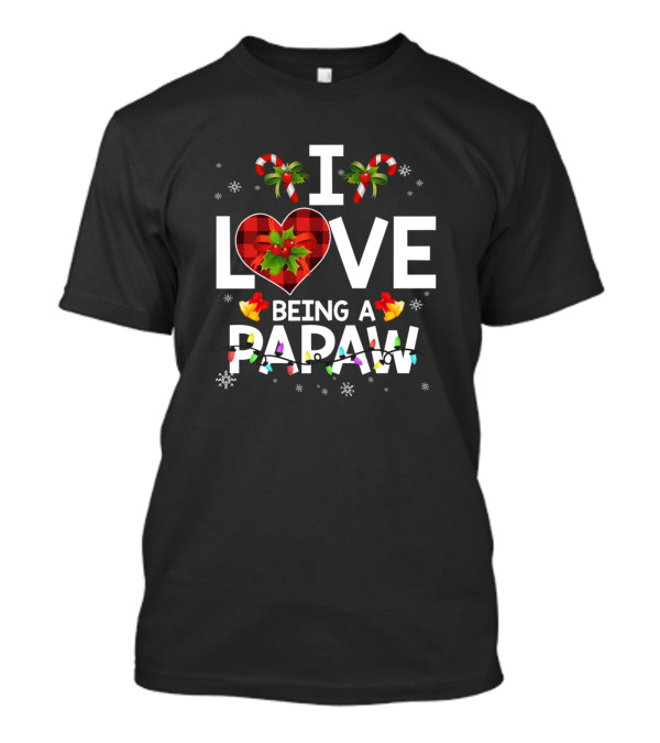 I Love Being A Papaw Christmas Candy Cane Wreath T-Shirt