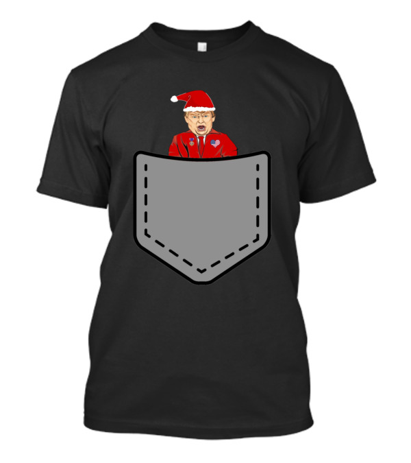 Santa Trump Funny Christmas Trump Pocket T-Shirt