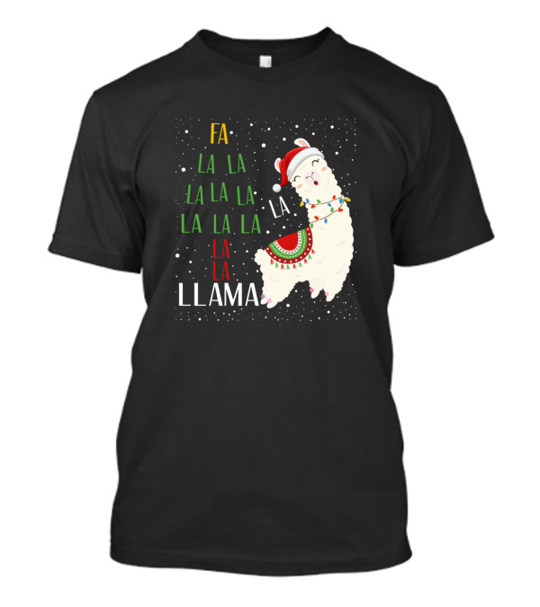 Fa La La La La La La La La Llama Christmas Santa Hat Festive T-Shirt